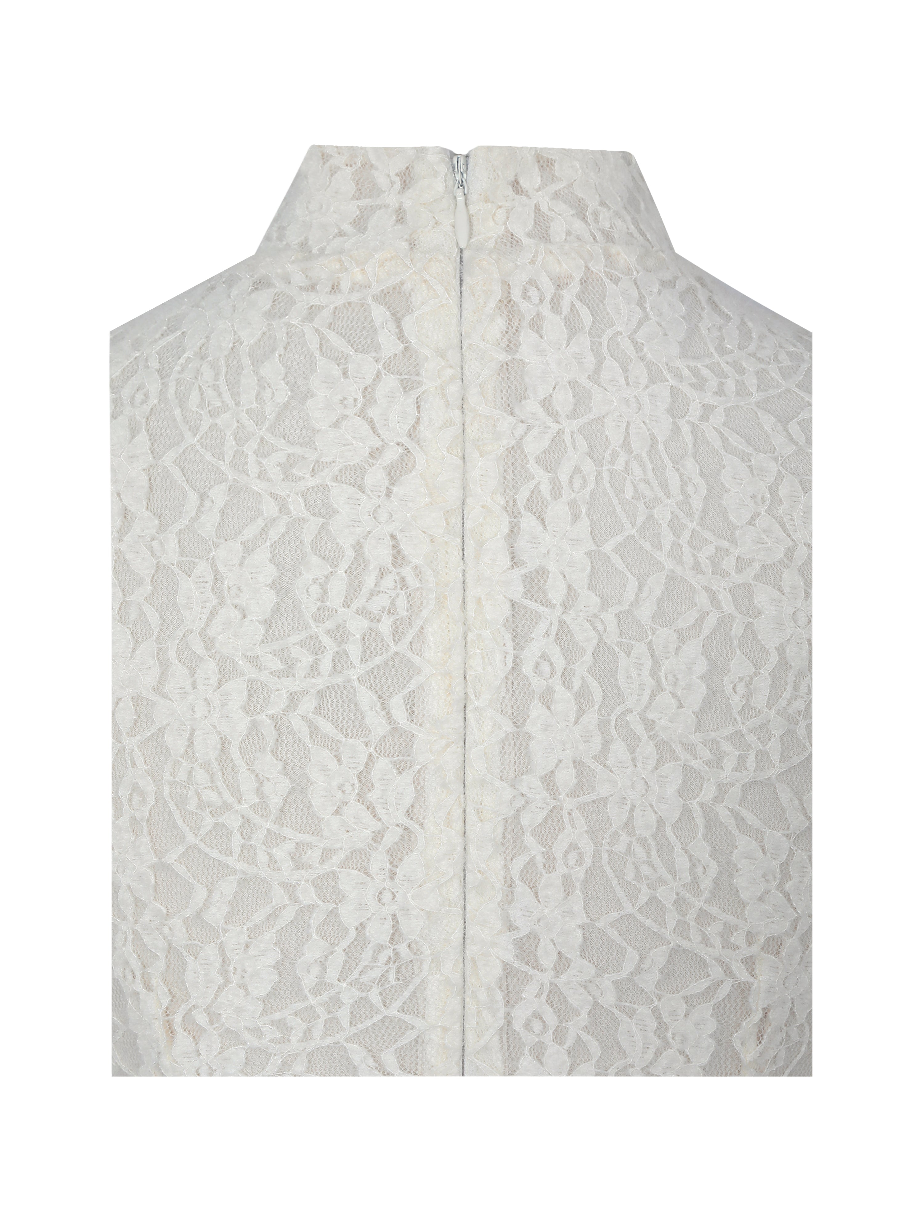 Garcelle Cream Brushed Lace Keyhole Mermaid Midi Dress