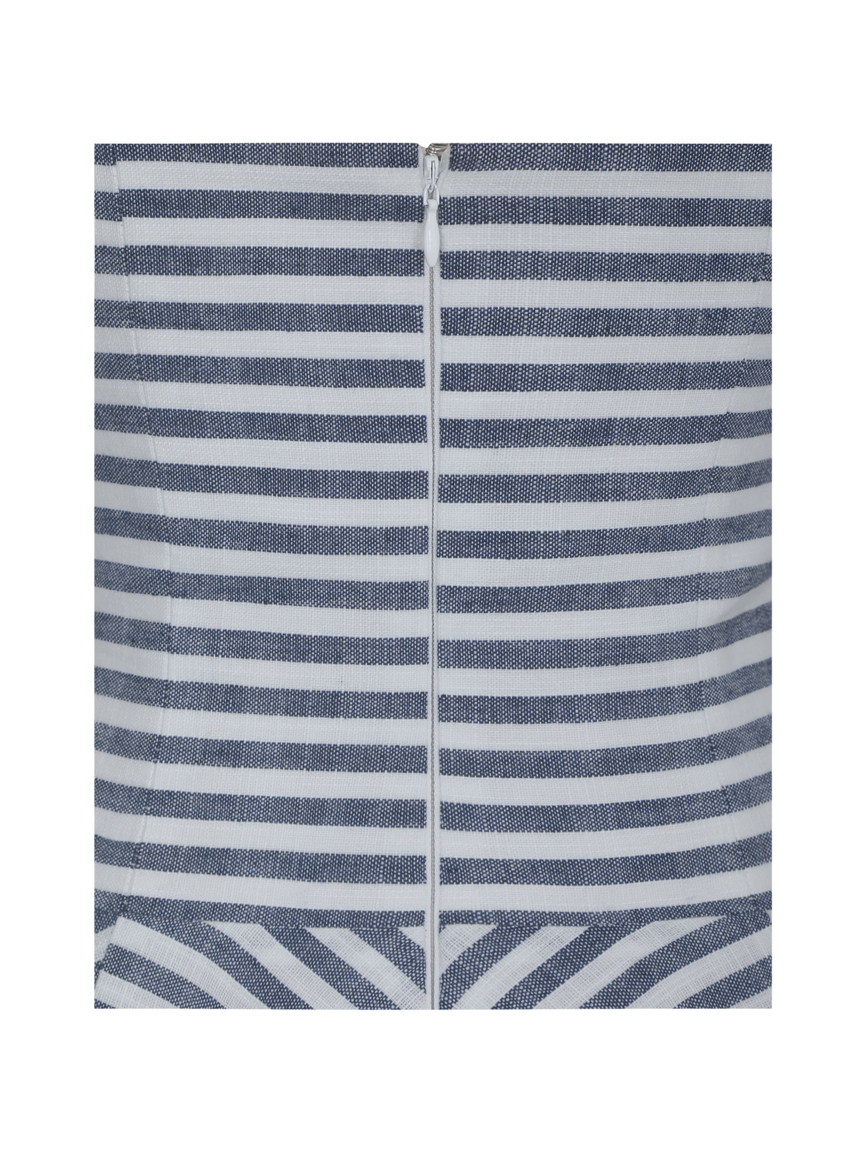 Vinaya Navy & White Striped Linen Flared Mini Dress