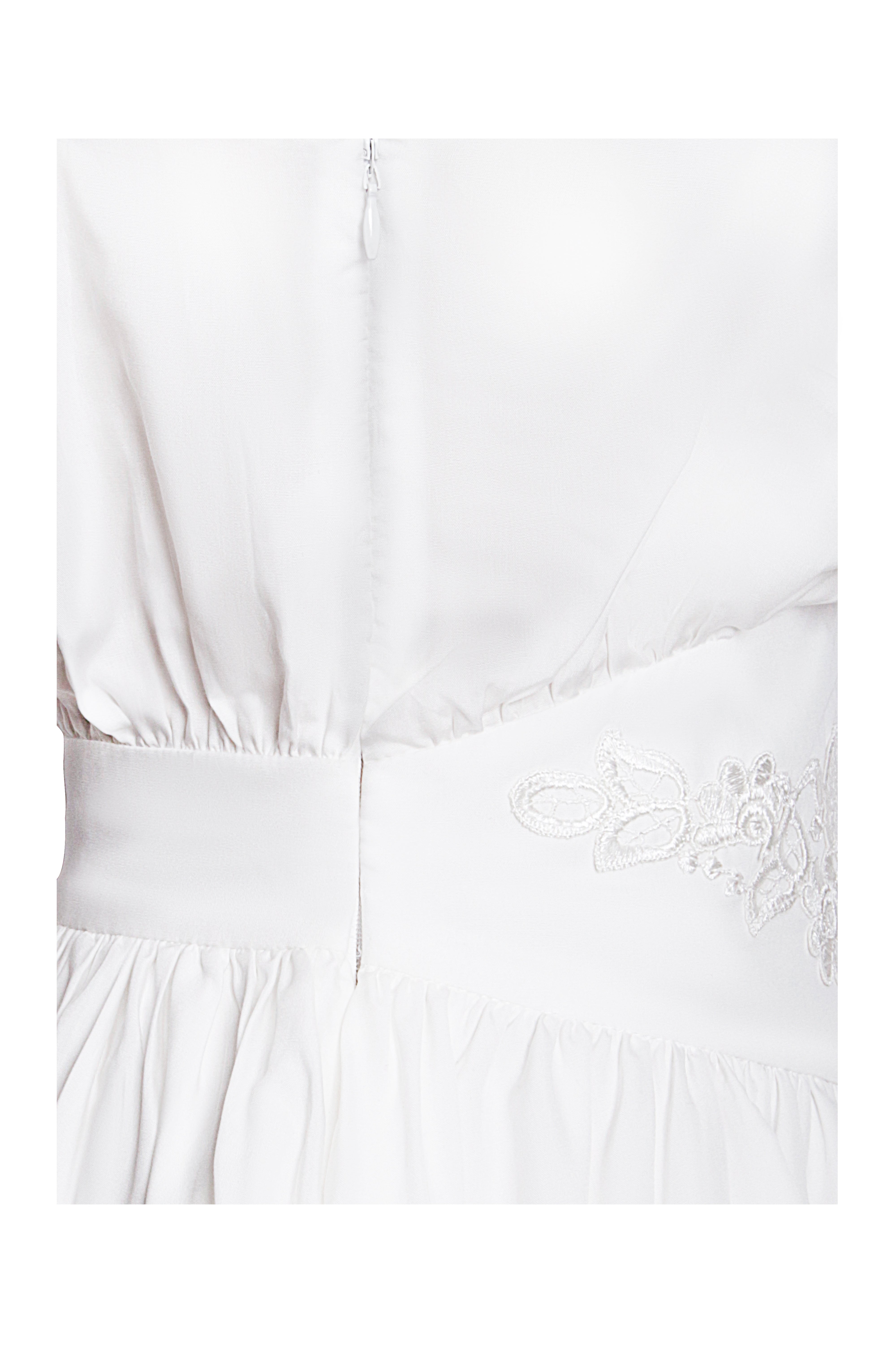 Jamila White Shirt Mini Dress with Embroidered Waist Detail