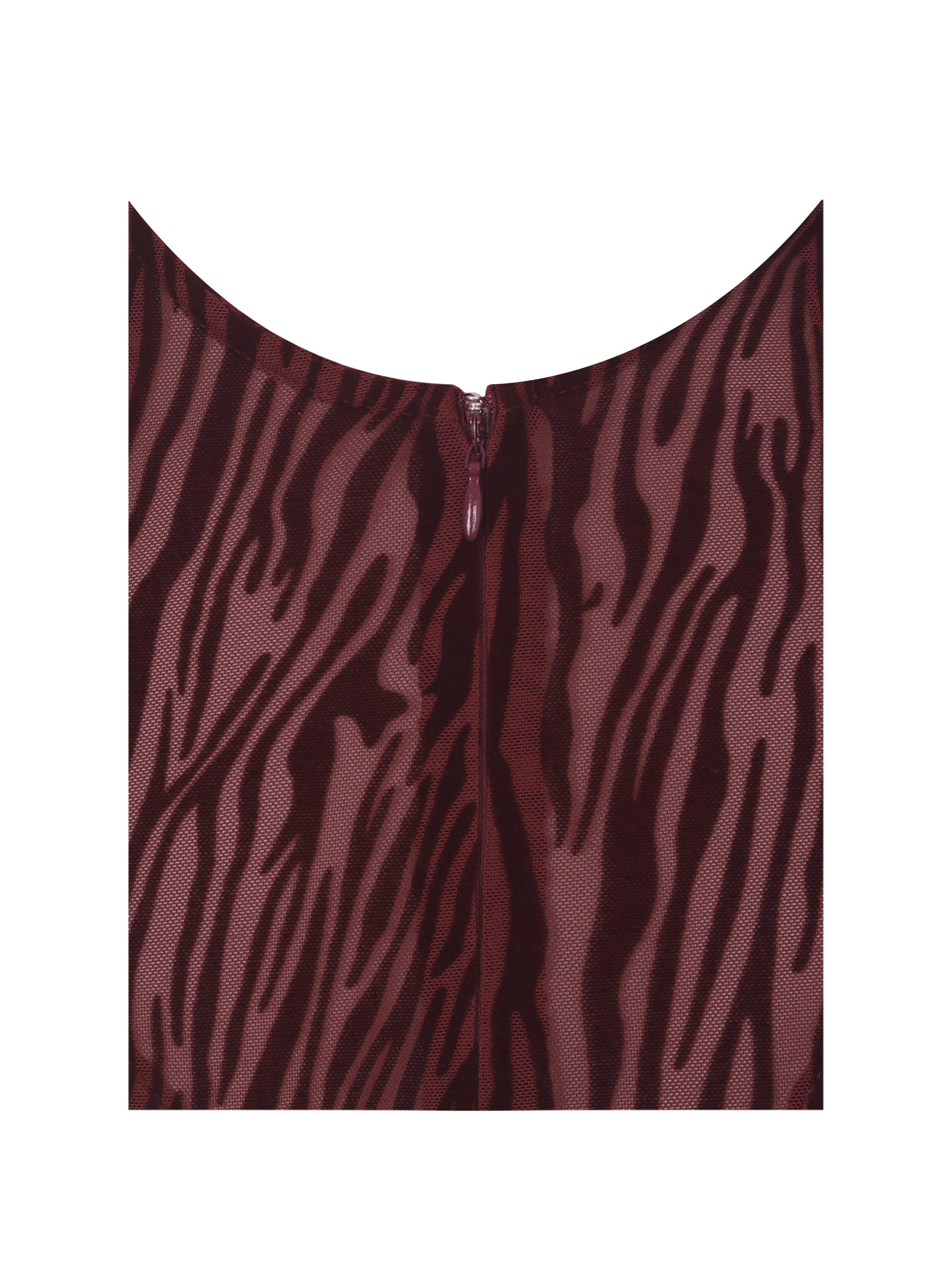 Ibera Burgundy Animal Print Burnout Velvet Long Sleeve Bodysuit
