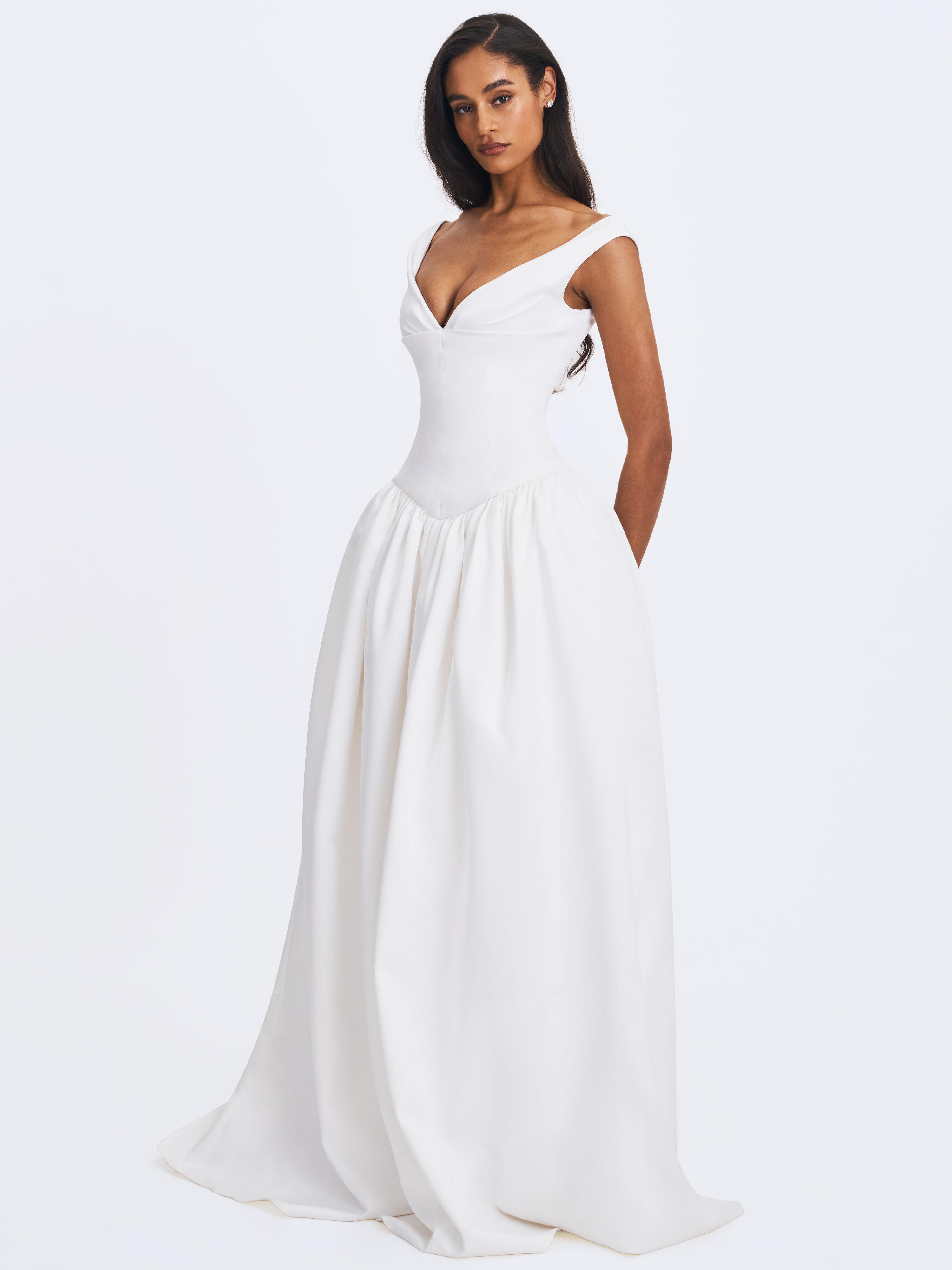 Siena White Satin Sweetheart Wedding Gown
