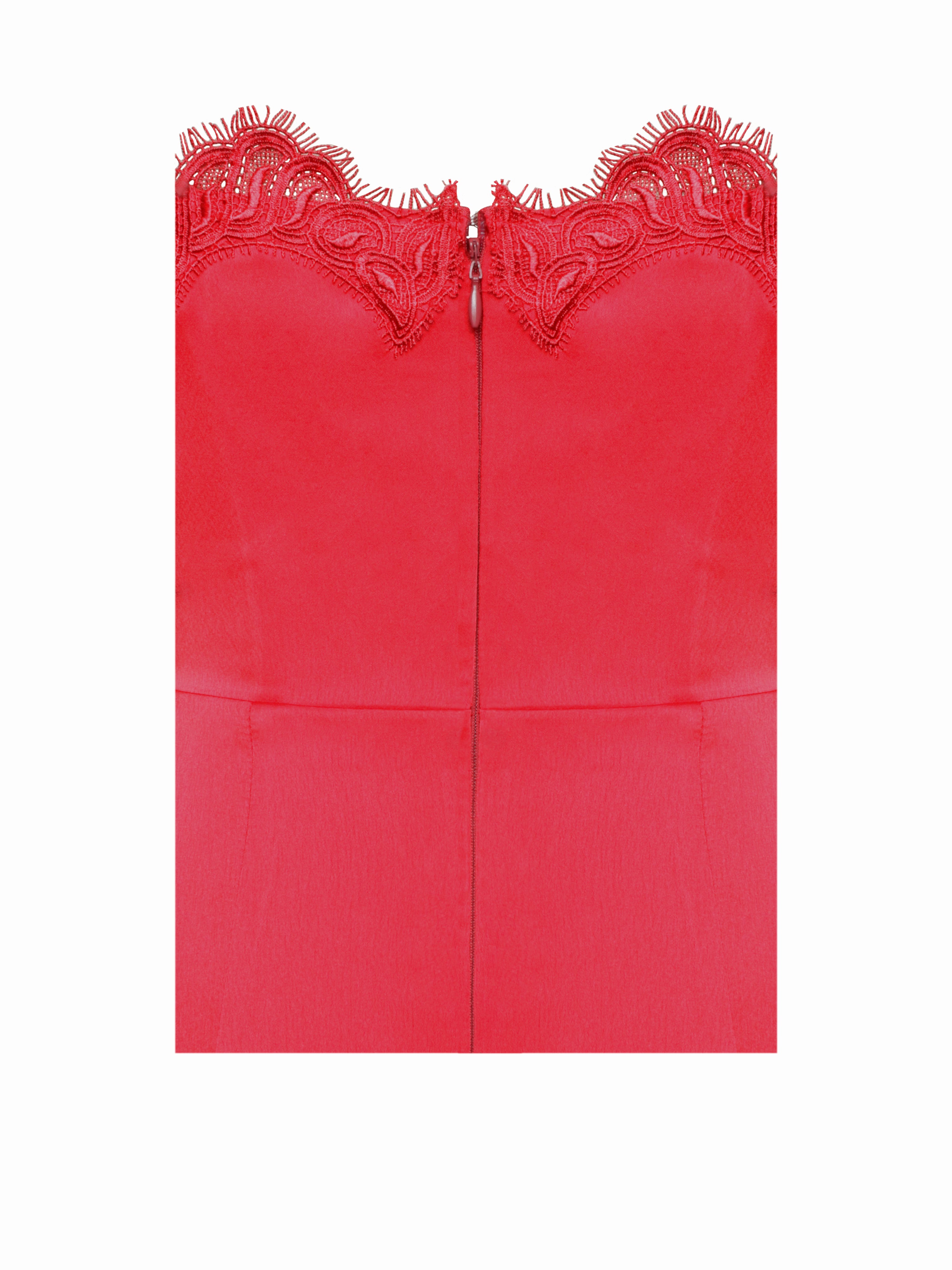 Rabia Red Lace Up High Slit Satin Dress