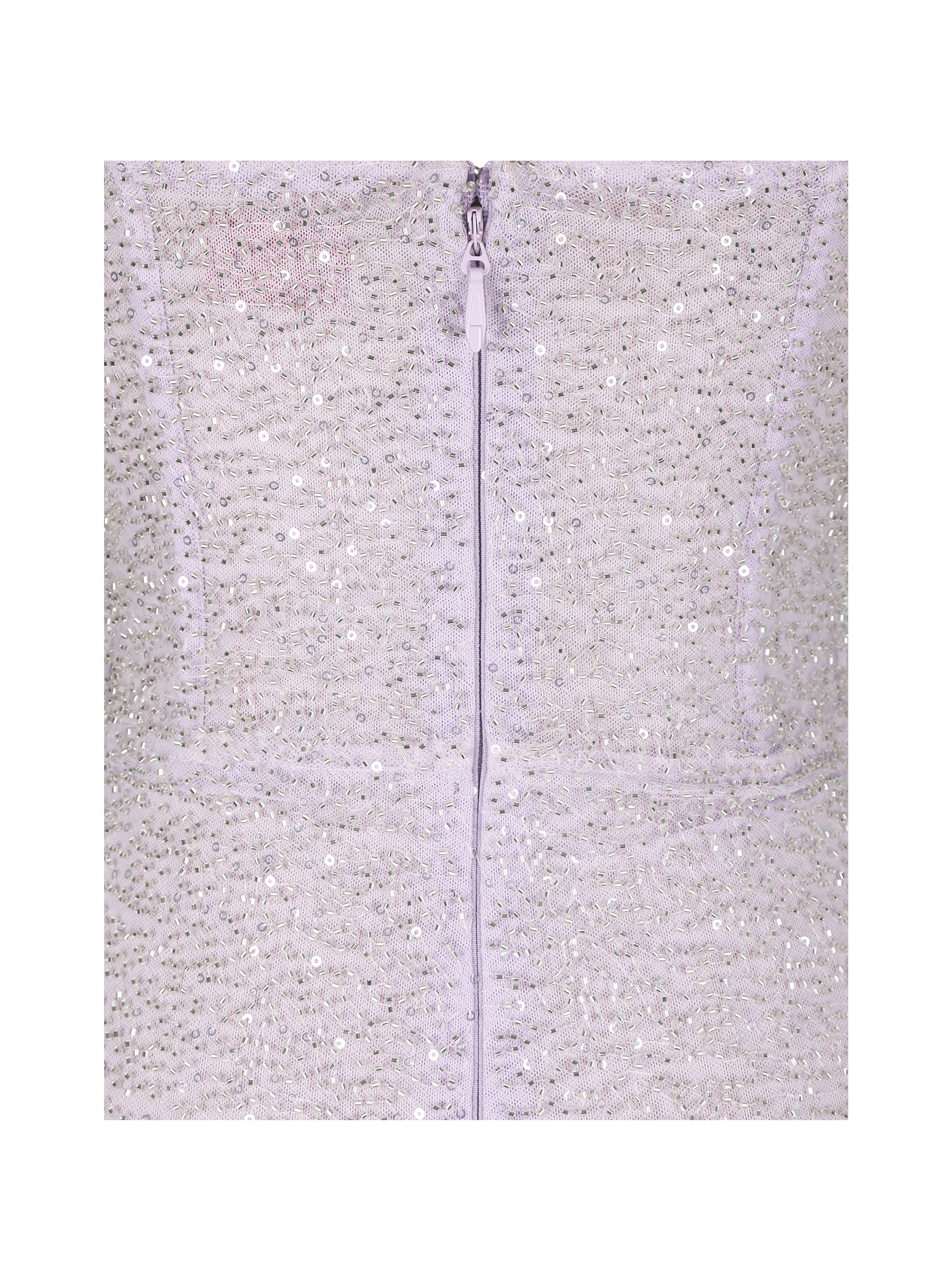 Raylee Lilac Beaded Mesh Strapless Sheath Maxi Dress