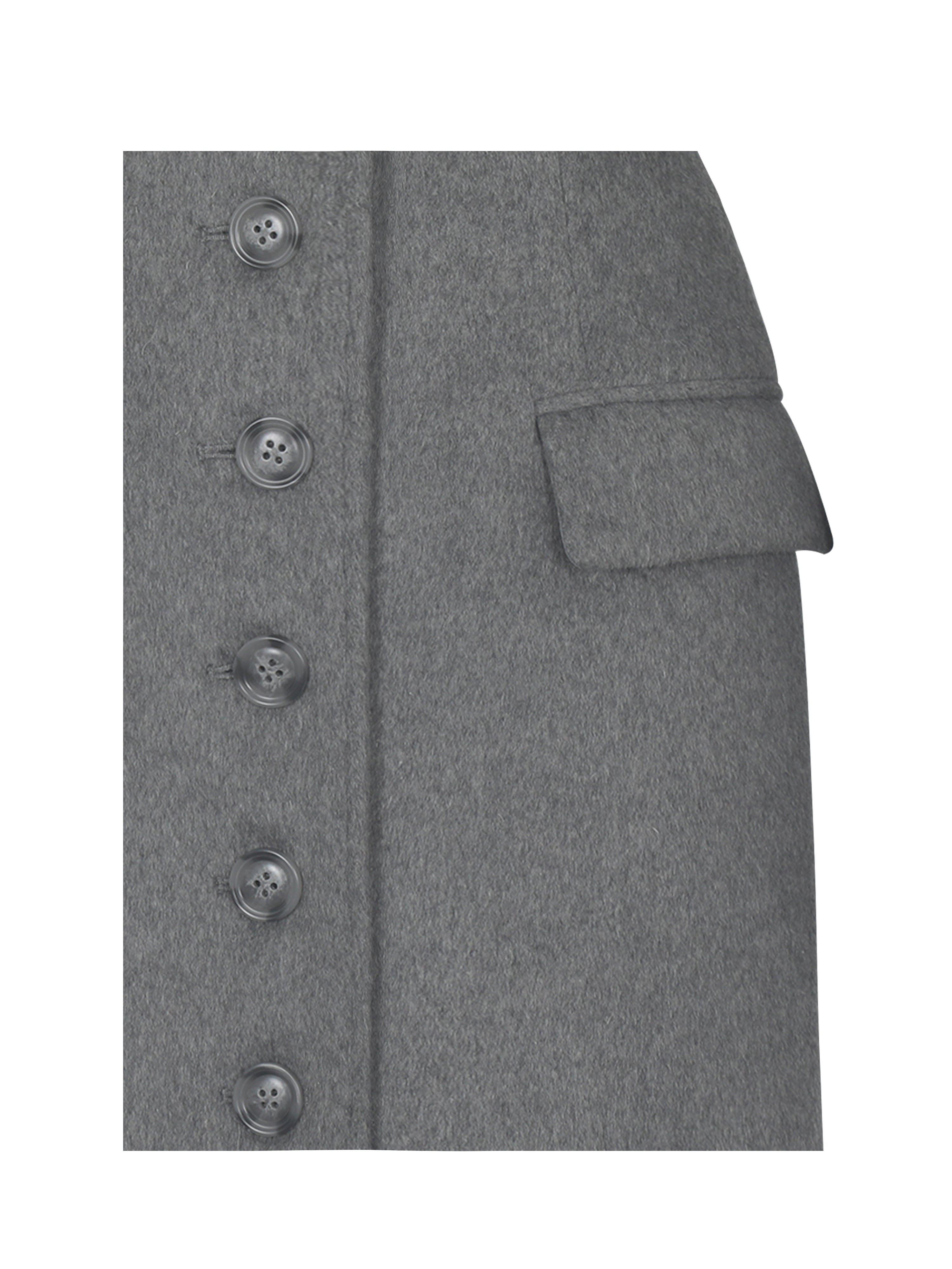 Faye Grey Wool Blend Single-Breasted Coat with Removable Faux Fur Collar