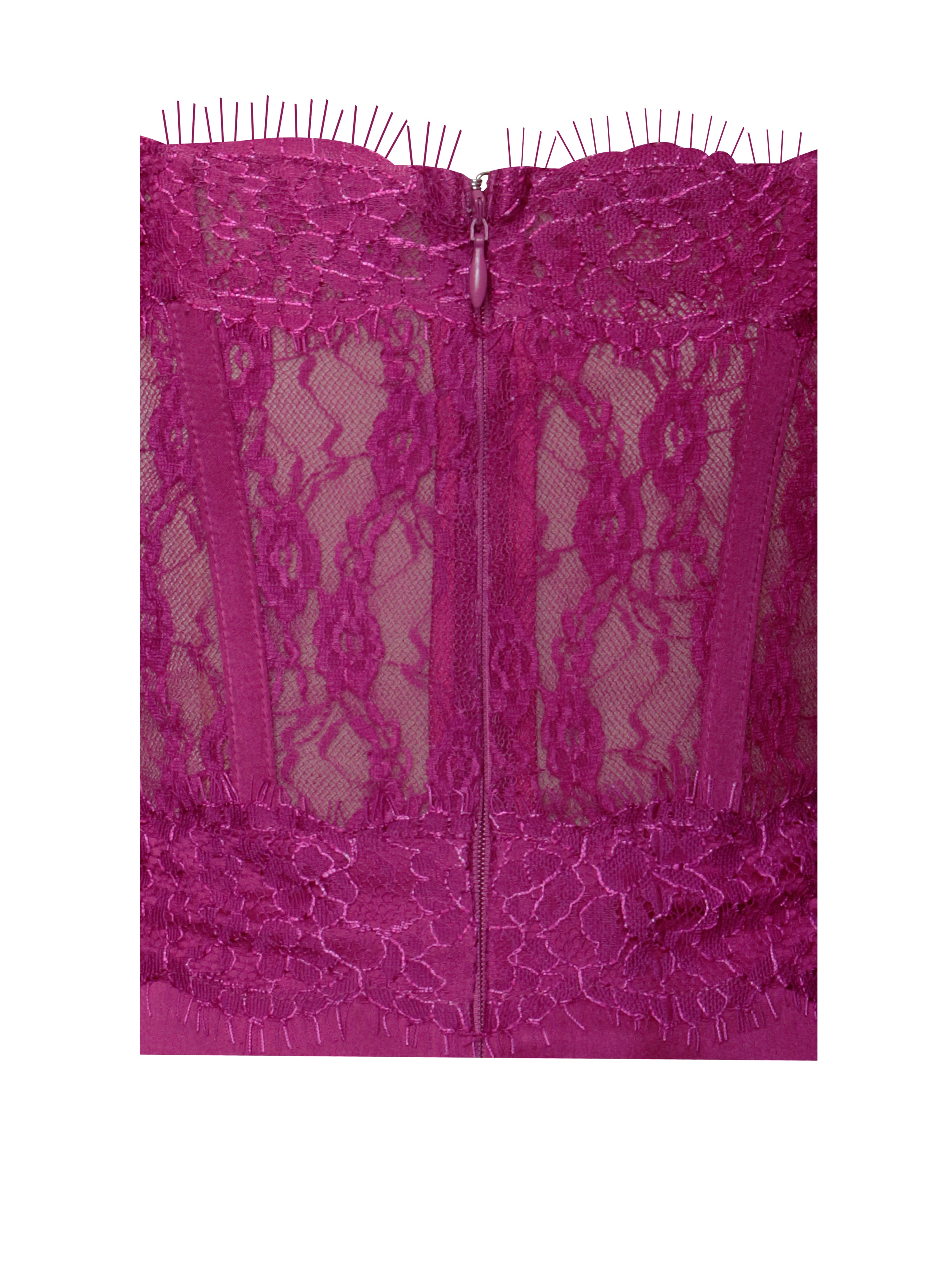 Everleigh Fuchsia Lace Satin Corset Maxi Dress