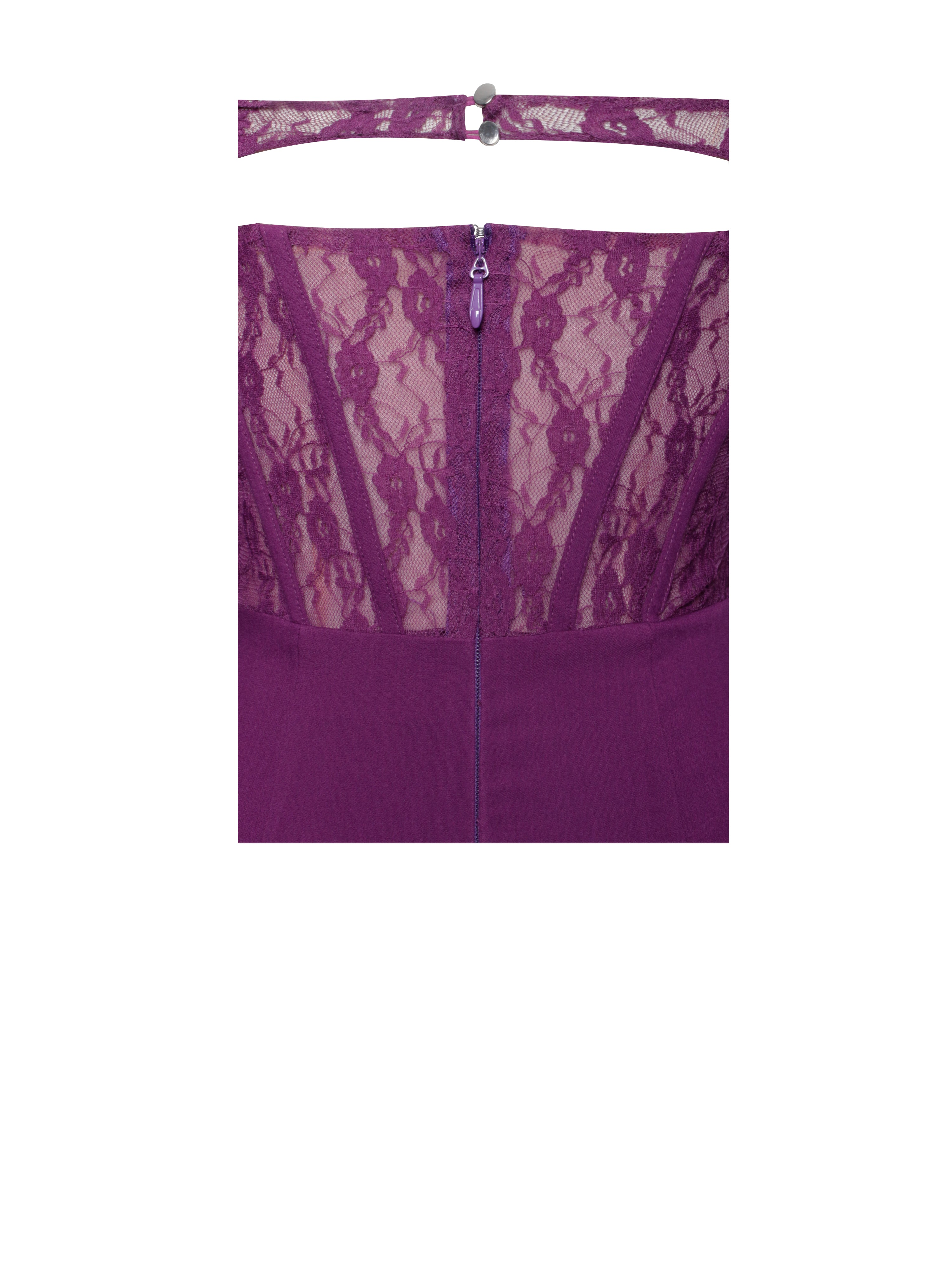 Elsie Purple Lace and Crepe Mini Dress (Archive Sale) Elsie Purple Lace and Crepe Mini Dress (Archive Sale)