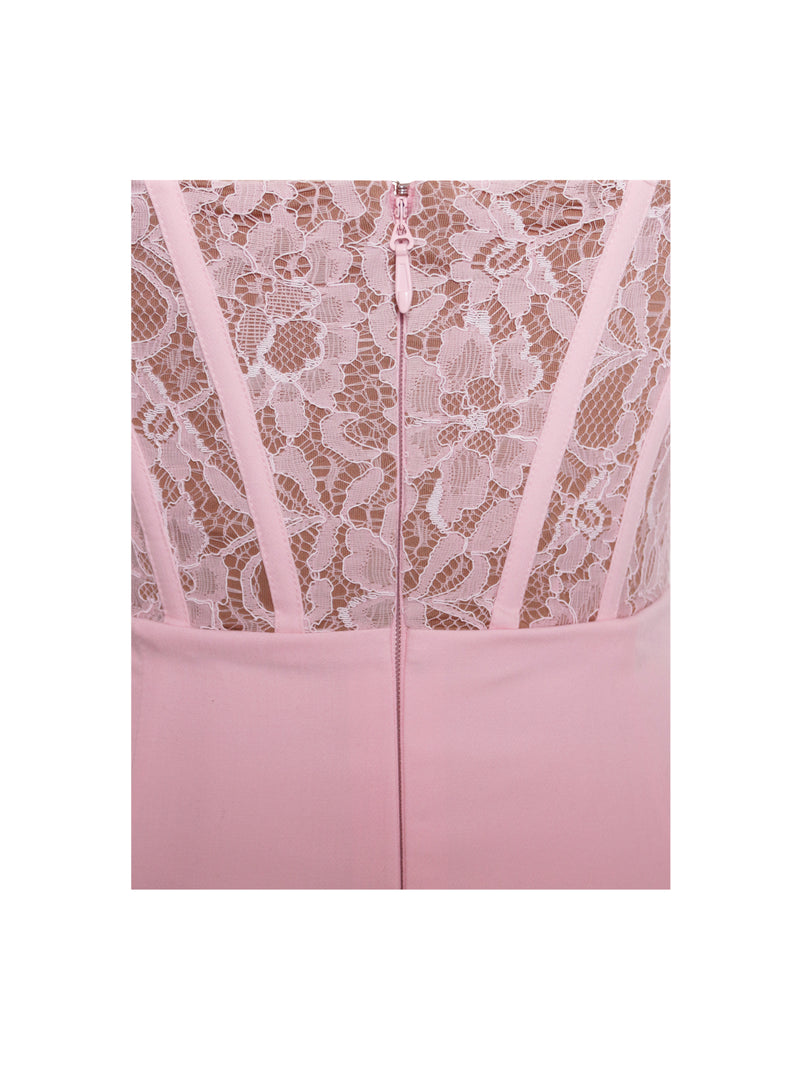 Junia Pink Lace Corset Maxi Dress