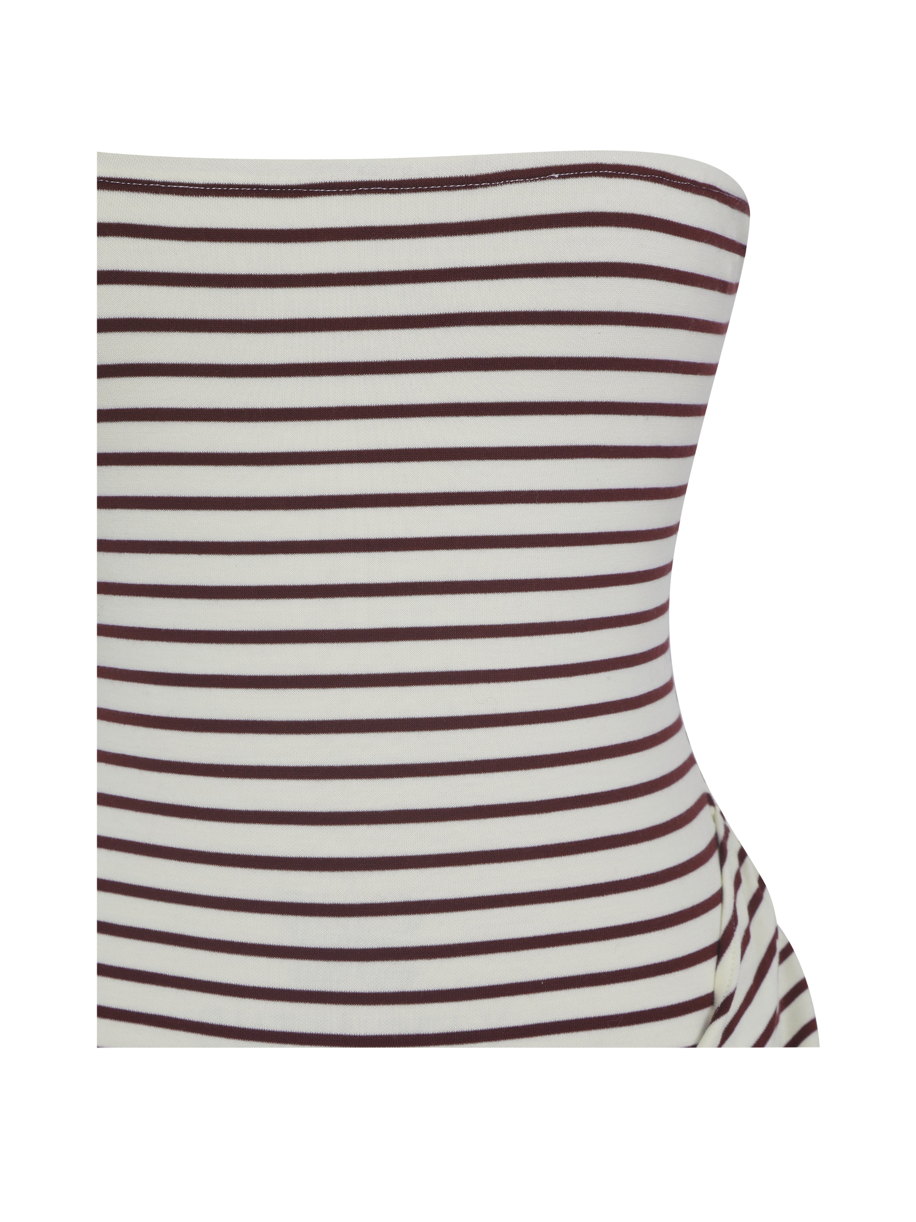 Tommie Ivory & Burgundy Lyocell Jersey Tie Strap Mini Dress