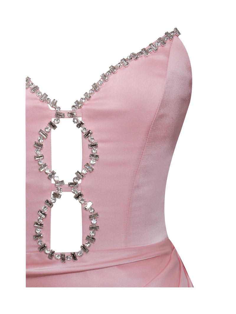 Crystal-Embellished Contour-Print Dress Pink - The Designer Club