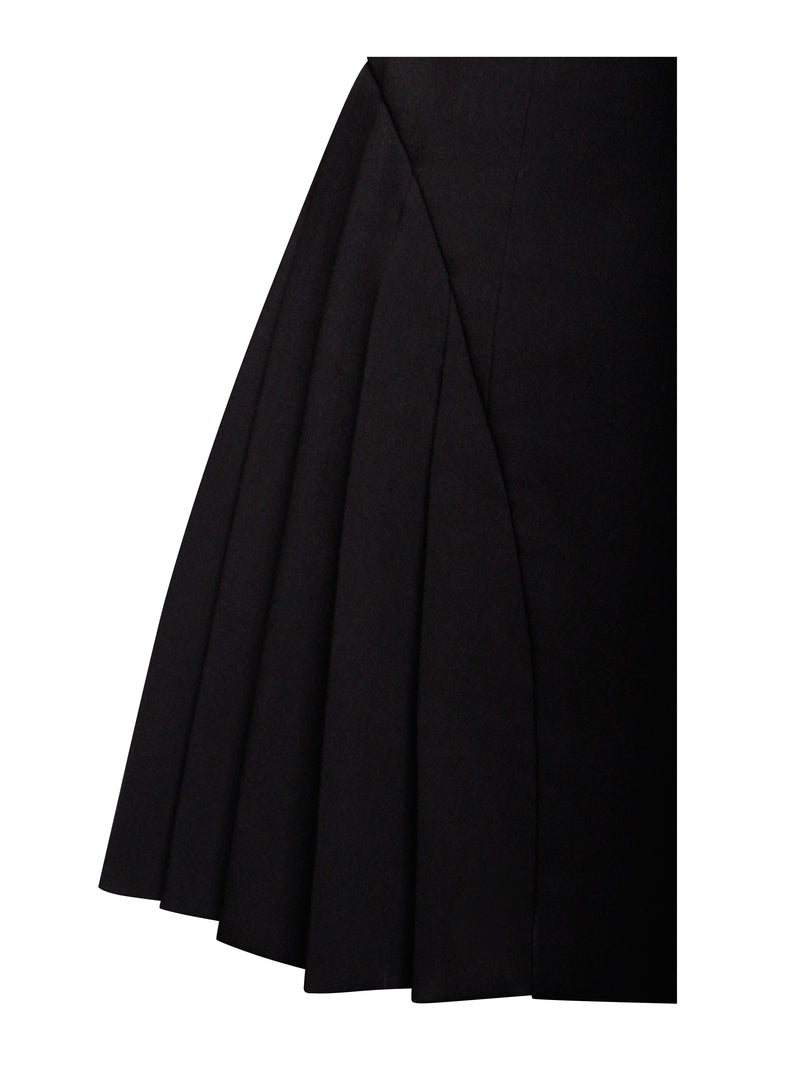 Ria Black Blazer Mini Dress with Crystal Button and Pleated Detail