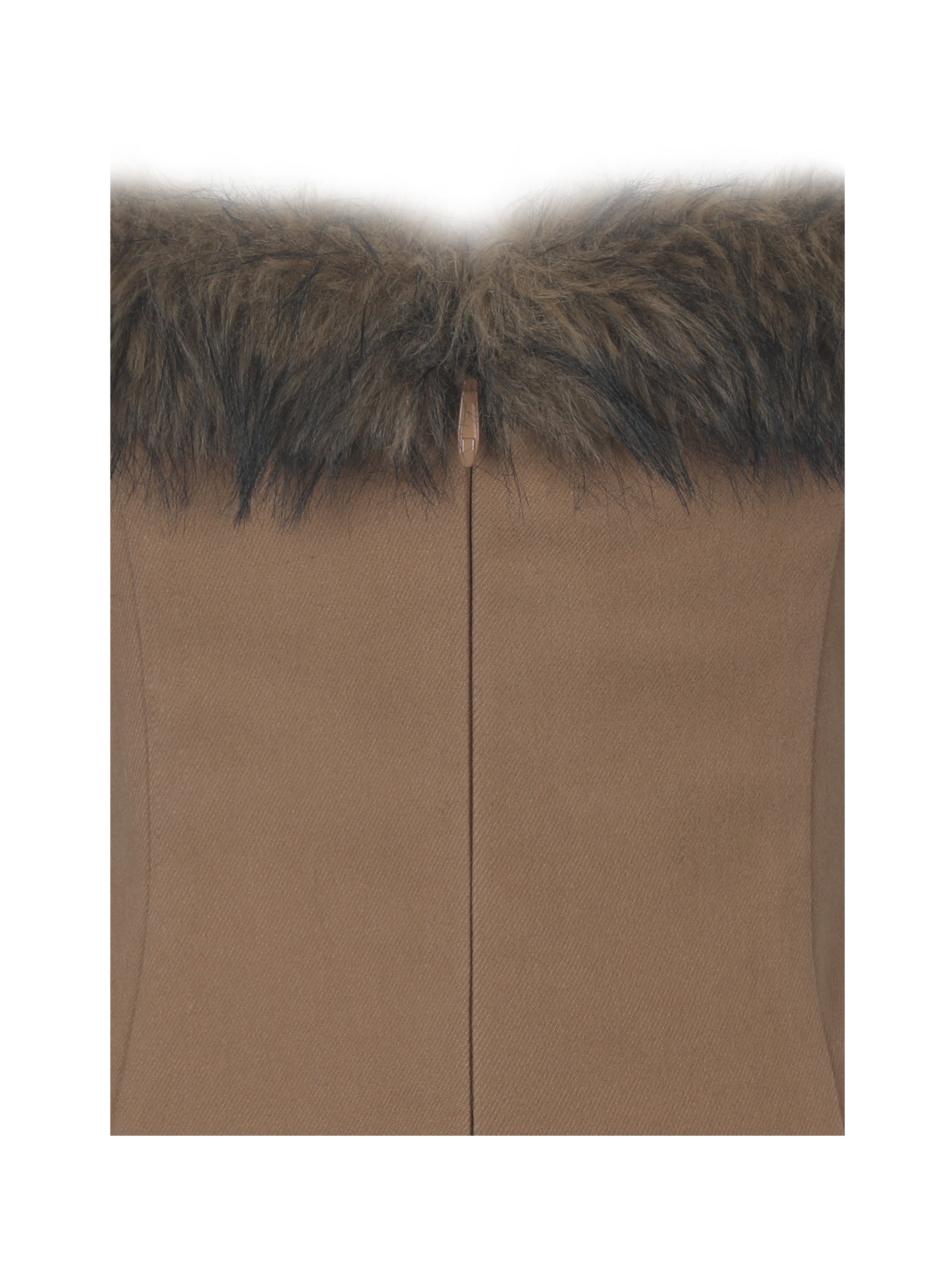 Rayanne Chestnut Strapless Fur-Trimmed Sweetheart Maxi Dress