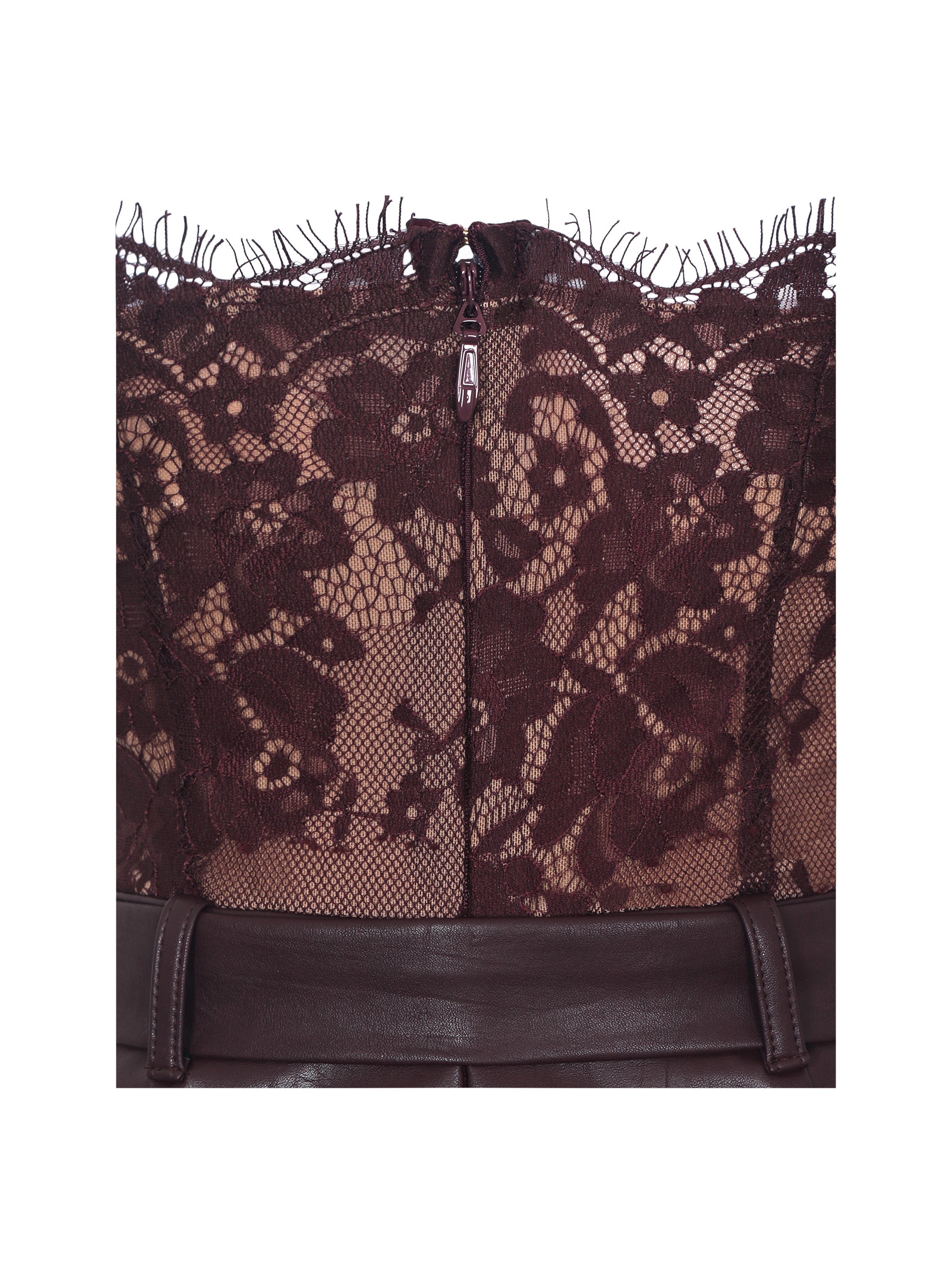 Fiera Mahogany Plunging Halter Belted Midi Dress