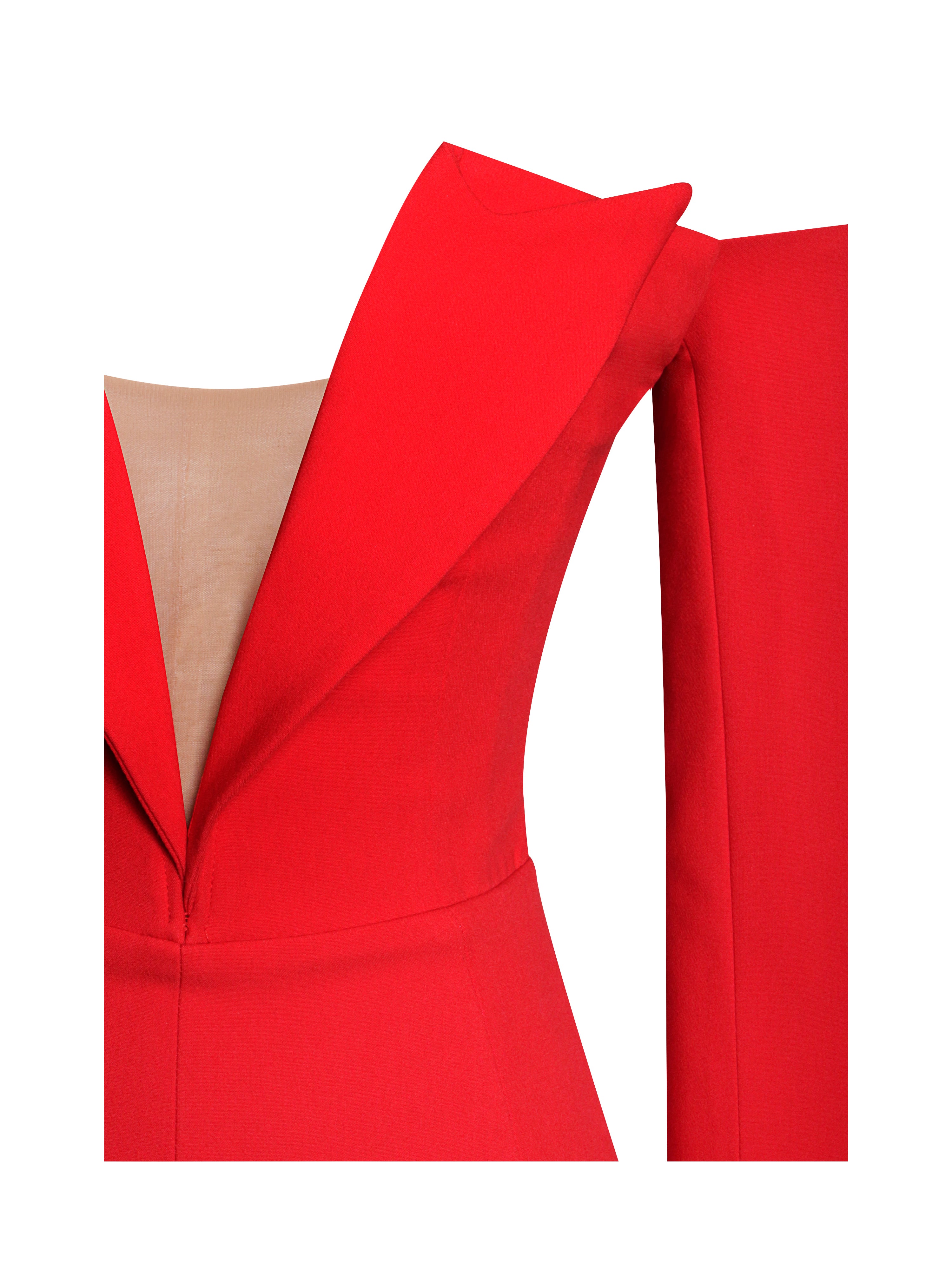 Polina Red Off Shoulder Long Sleeve Blazer Dress