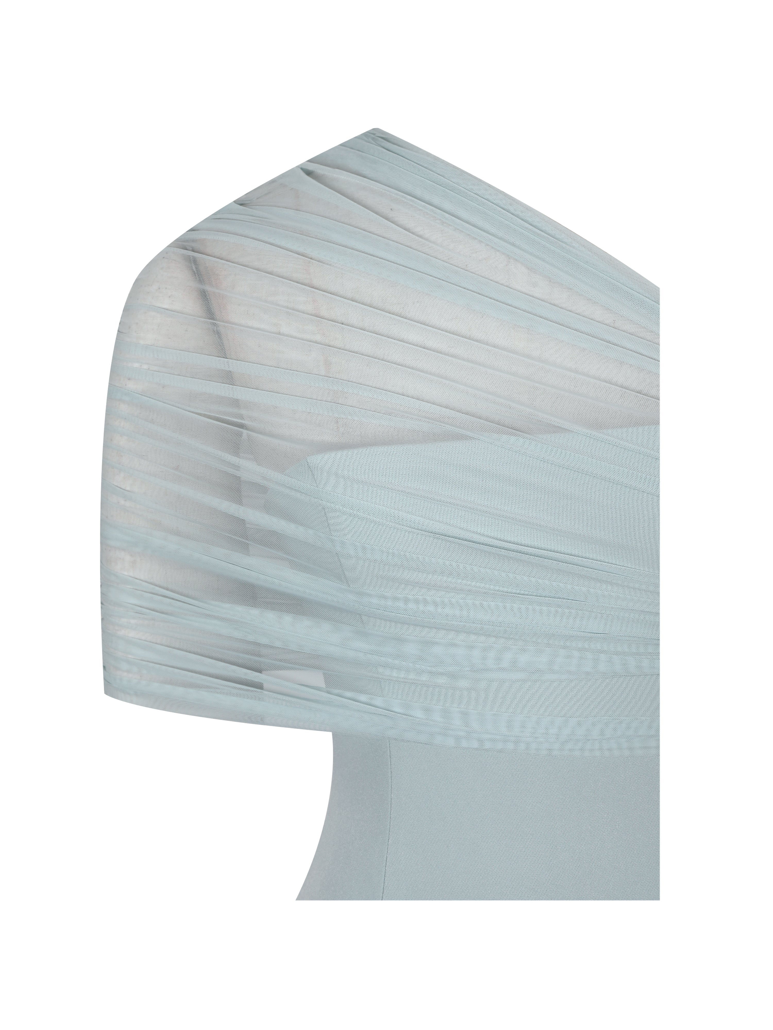 Phoebe Mint One-Shoulder Ruched Mesh Mini Dress