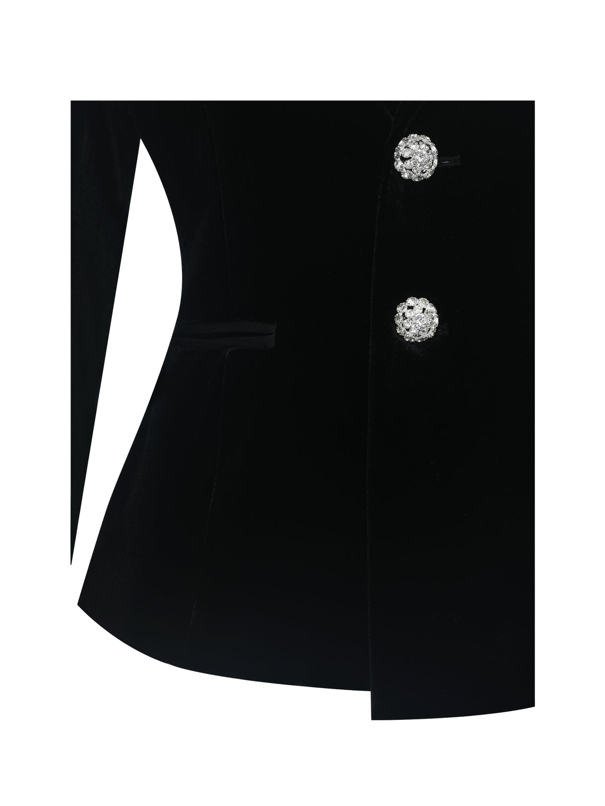 Ronni Black Velvet Single-Breasted Blazer