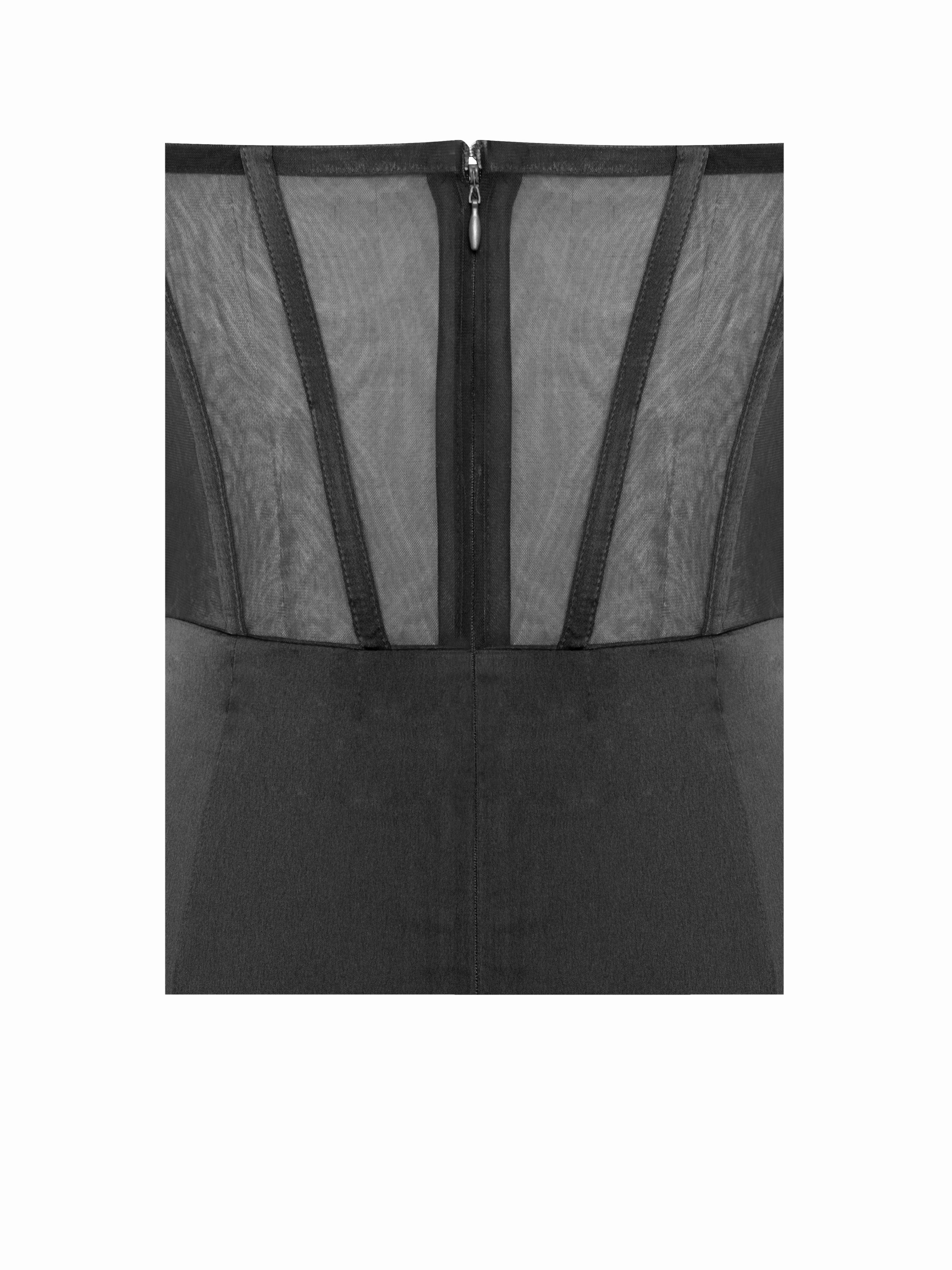 Miss Circle Talia Black Satin Lace Corset Maxi Dress S Miss Circle Talia Black Satin Lace Corset Maxi Dress S