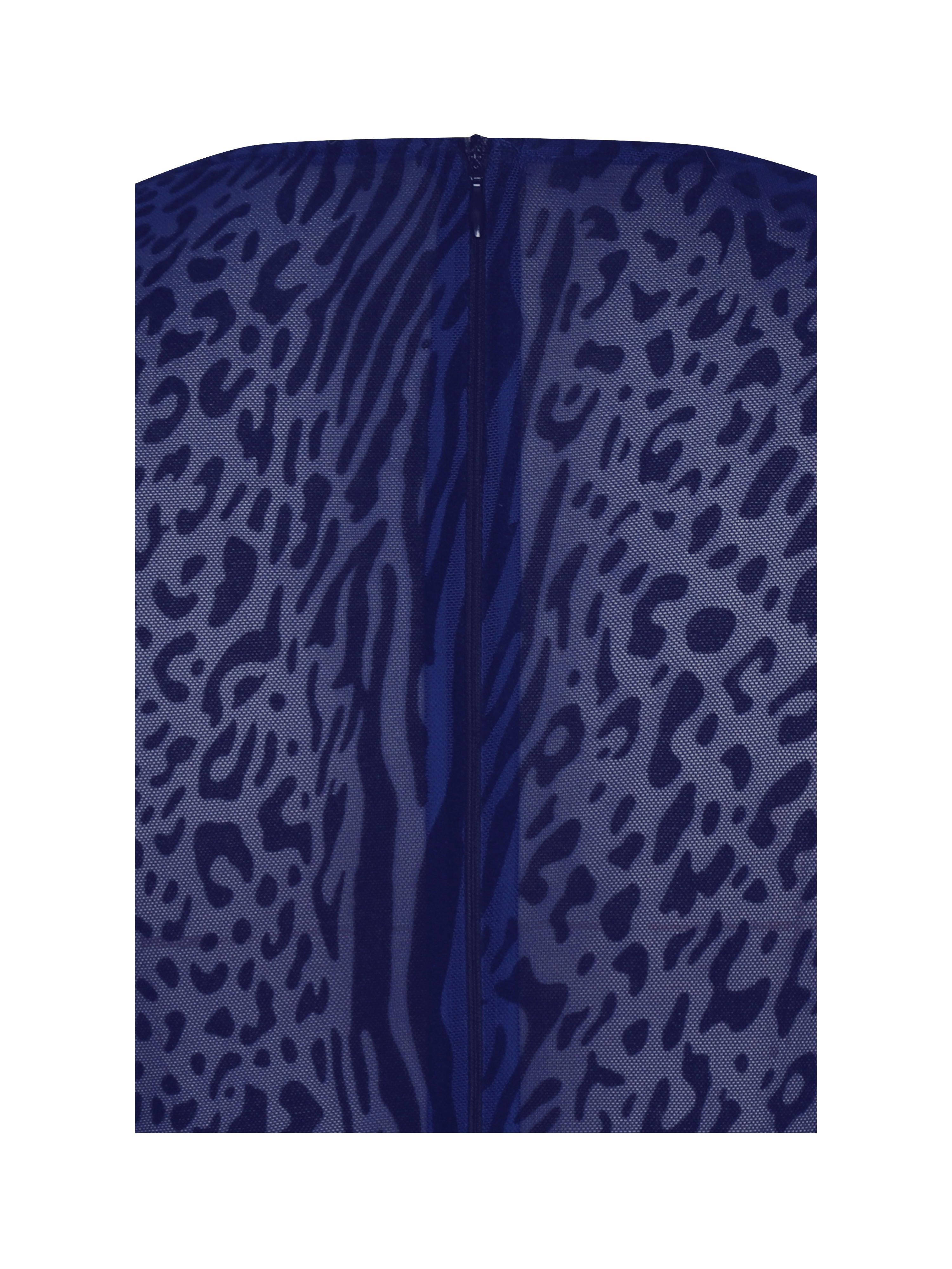 Ilyse Navy V-Neck Plunge Animal Print Mermaid Hem Maxi Dress