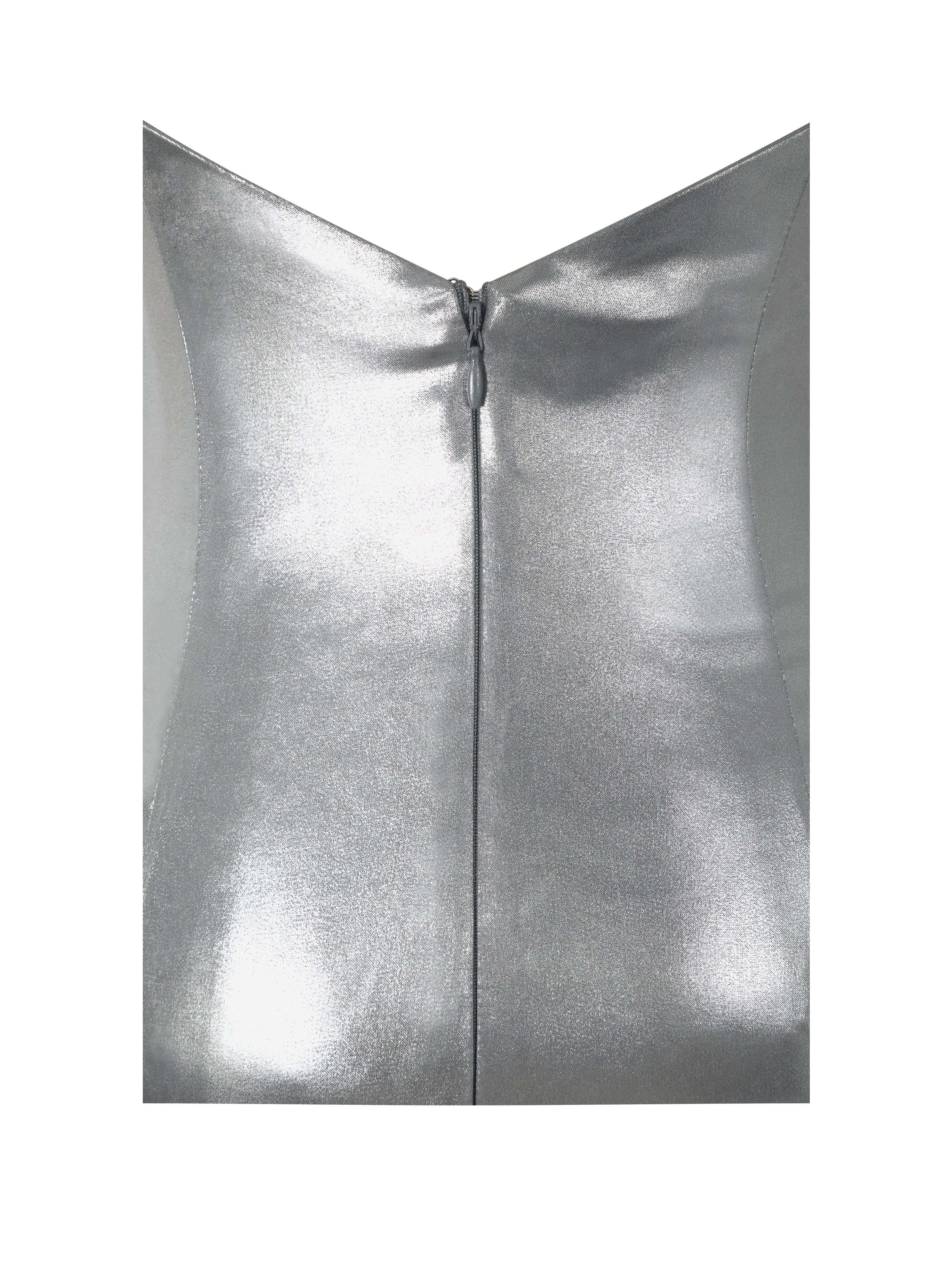 Valeska Silver Foil Plunging Sheath Maxi Dress