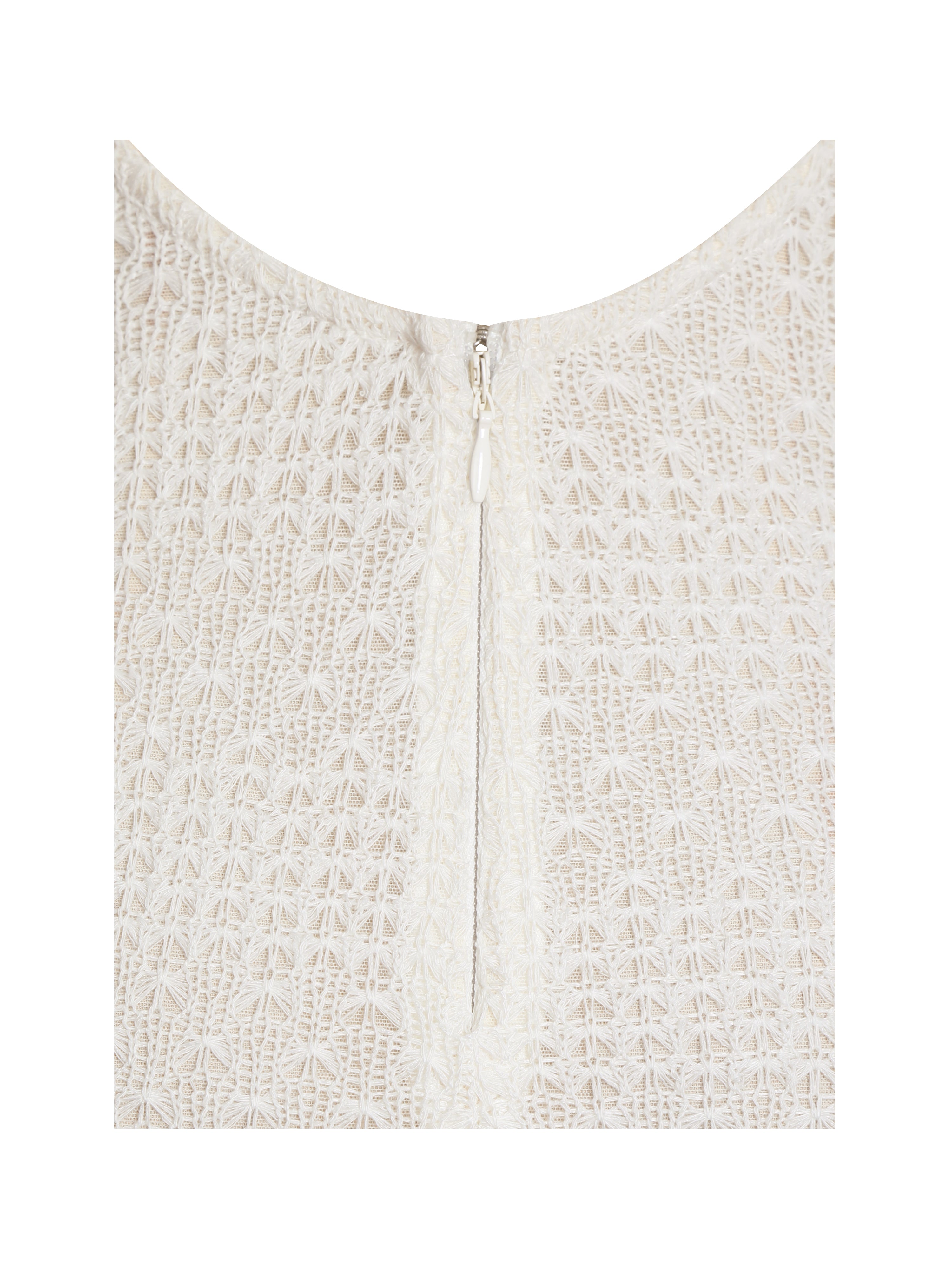 Pamina Beige Crochet Long Sleeve Midi Flare Mermaid Dress