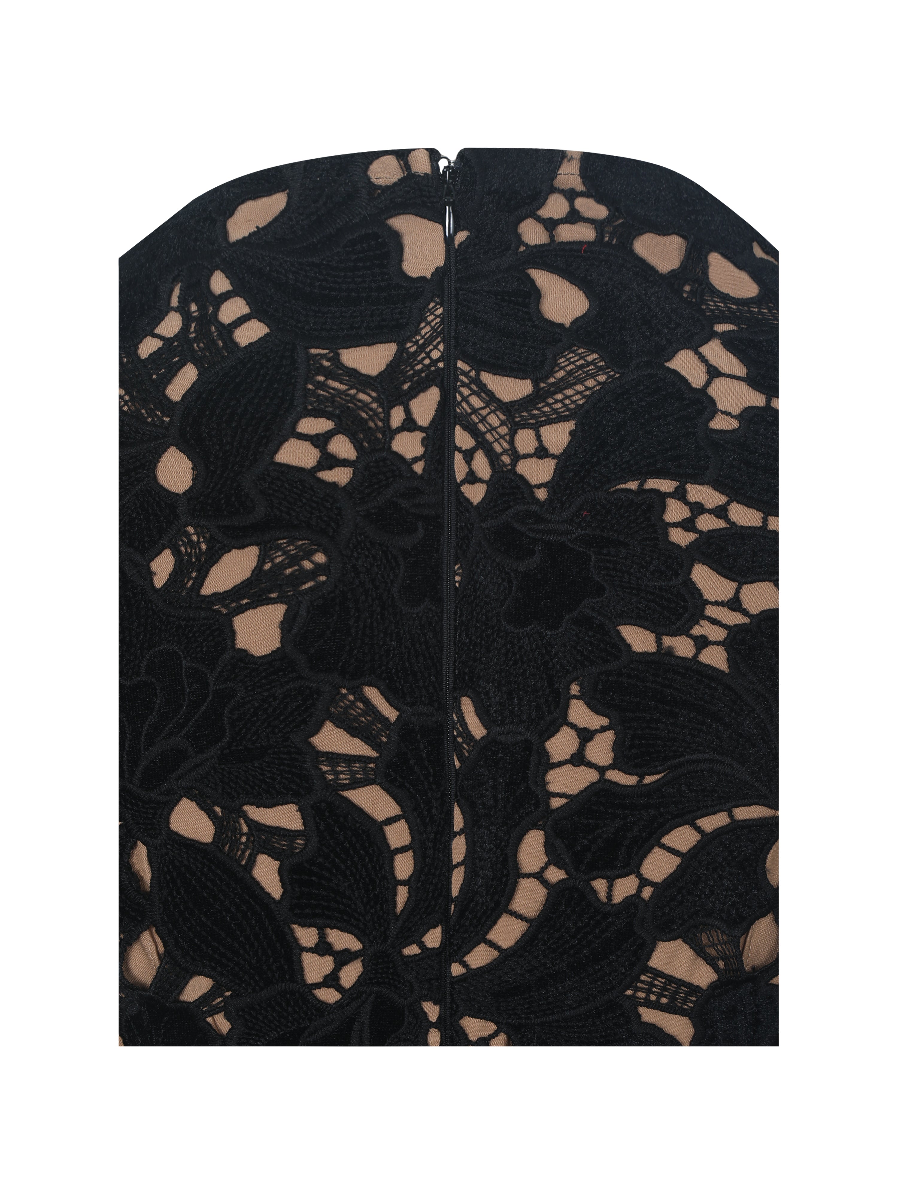 Penelope Black Velvet Lace Keyhole Mini Dress
