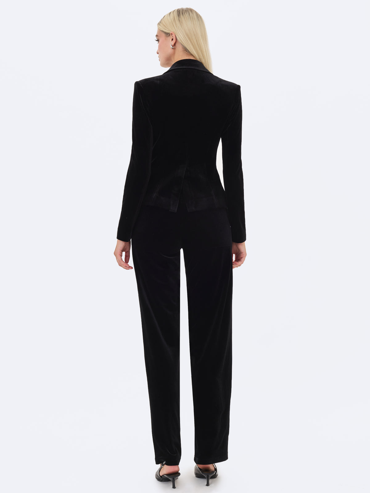 Ronnie Low-Waisted Straight-Leg Black Velvet Pants