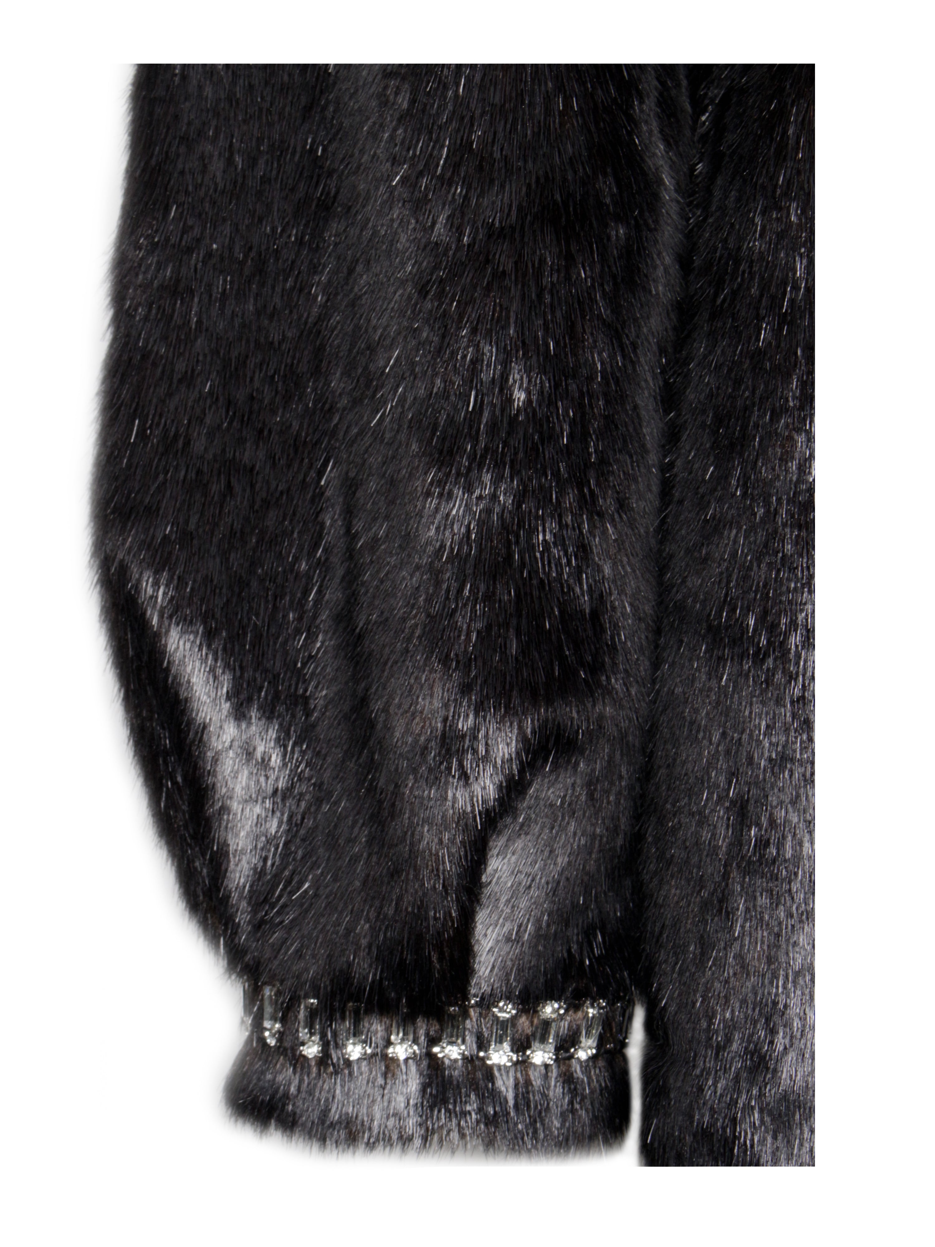 Yahia Black Vegan Long Faux Mink Coat