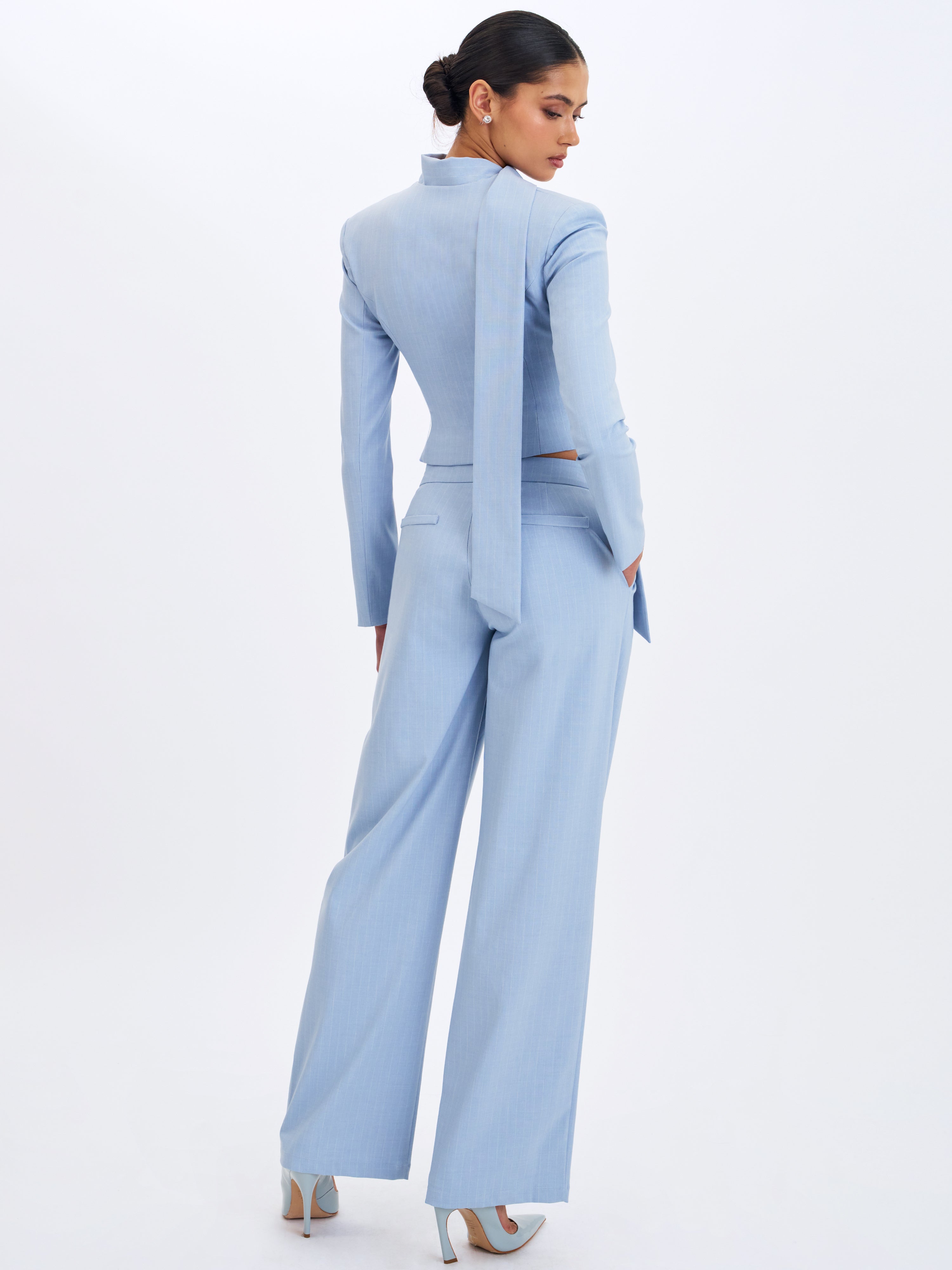 Reva Sky Blue Pinstripe Single Pleat Pants