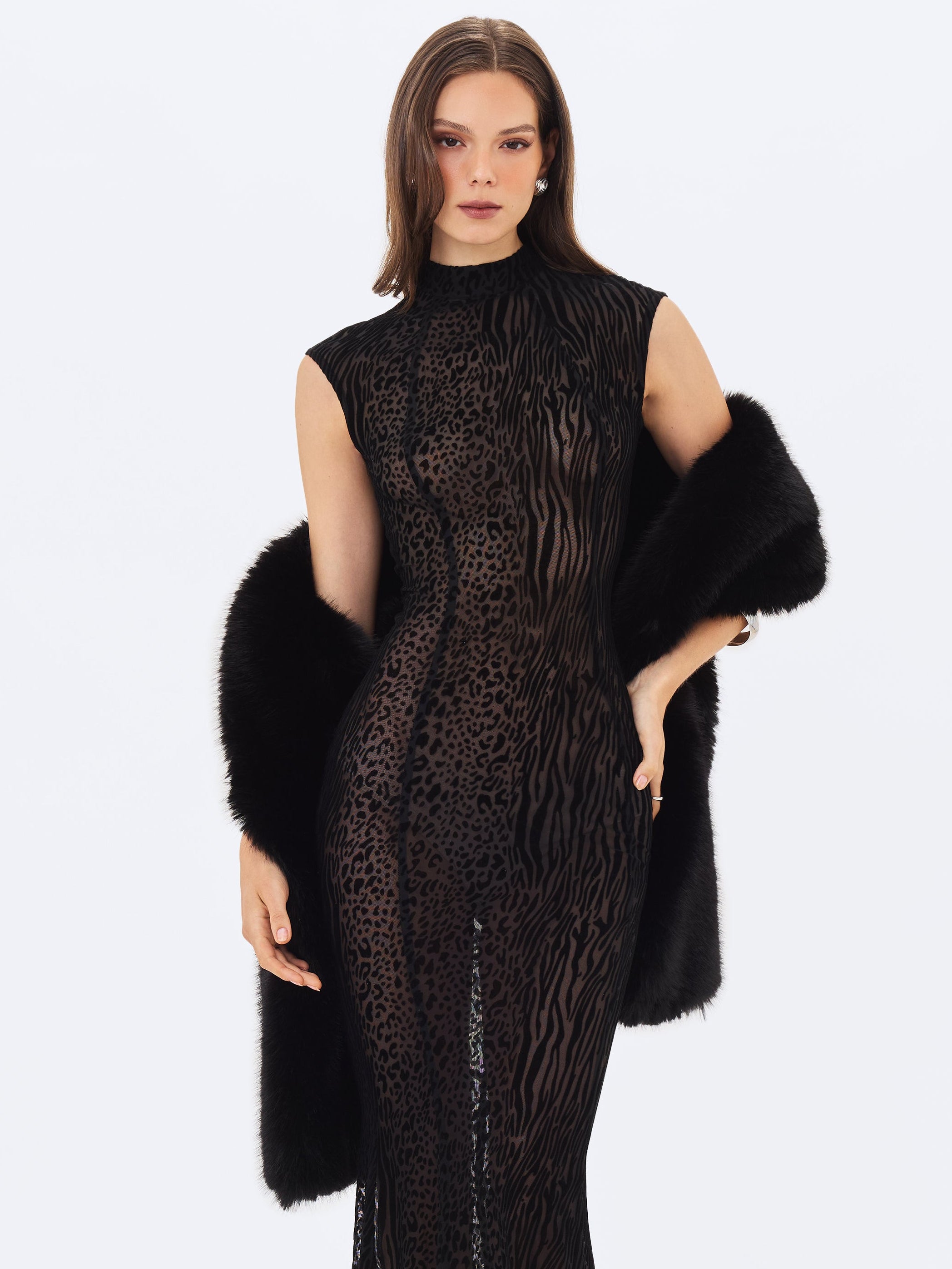 Jazmin Black Multi-wear Faux Fur Scarf
