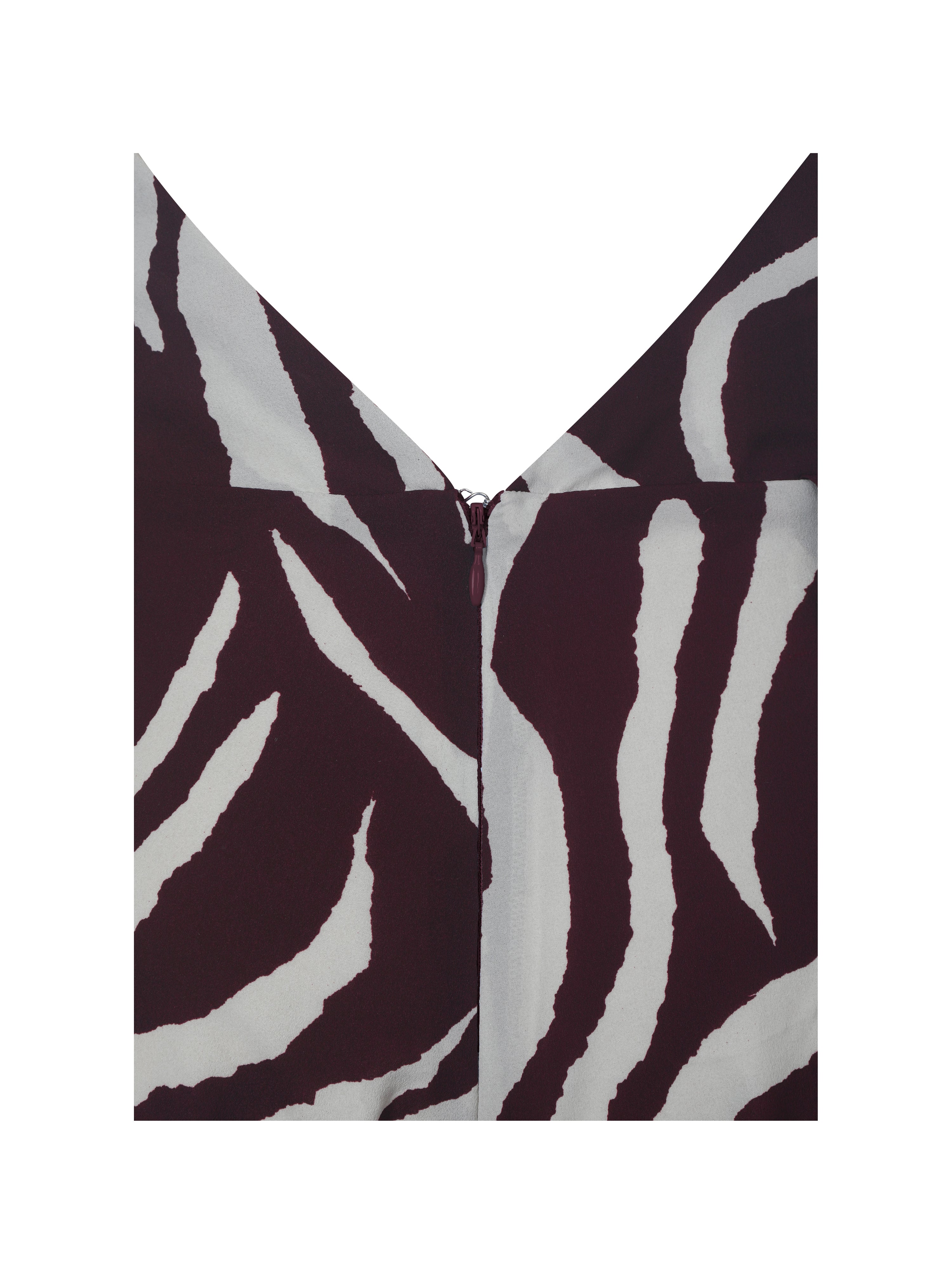 Ashlyn Burgundy & Beige Abstract Zebra Print Belted Halter Jumpsuit
