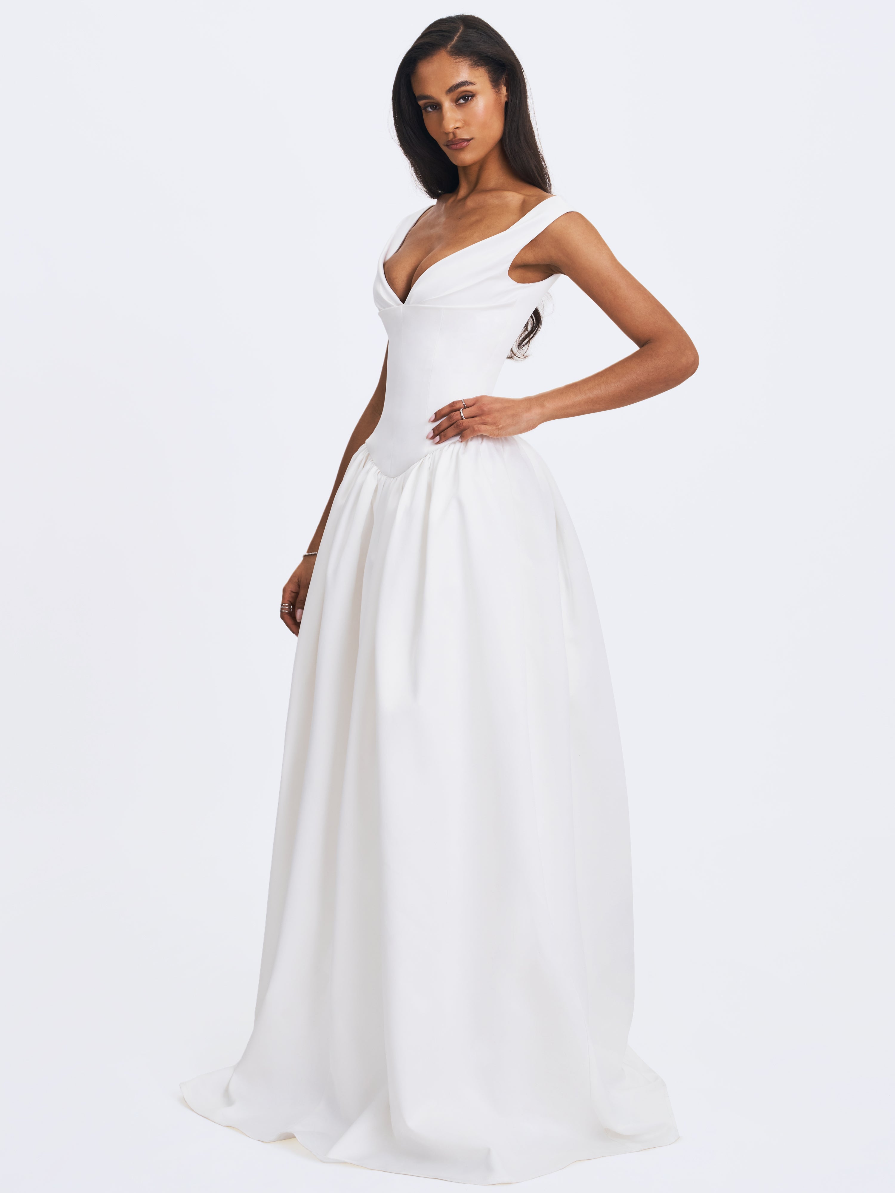 Siena White Satin Sweetheart Wedding Gown