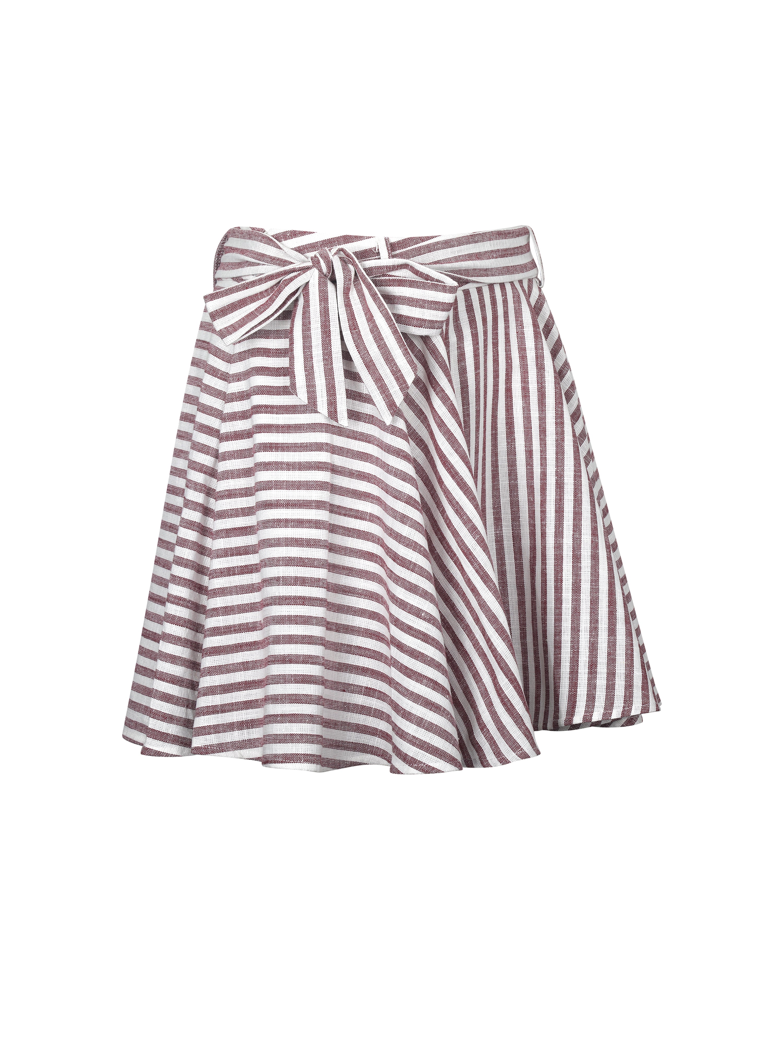 Xolani Red & White Striped Linen Mini Skirt
