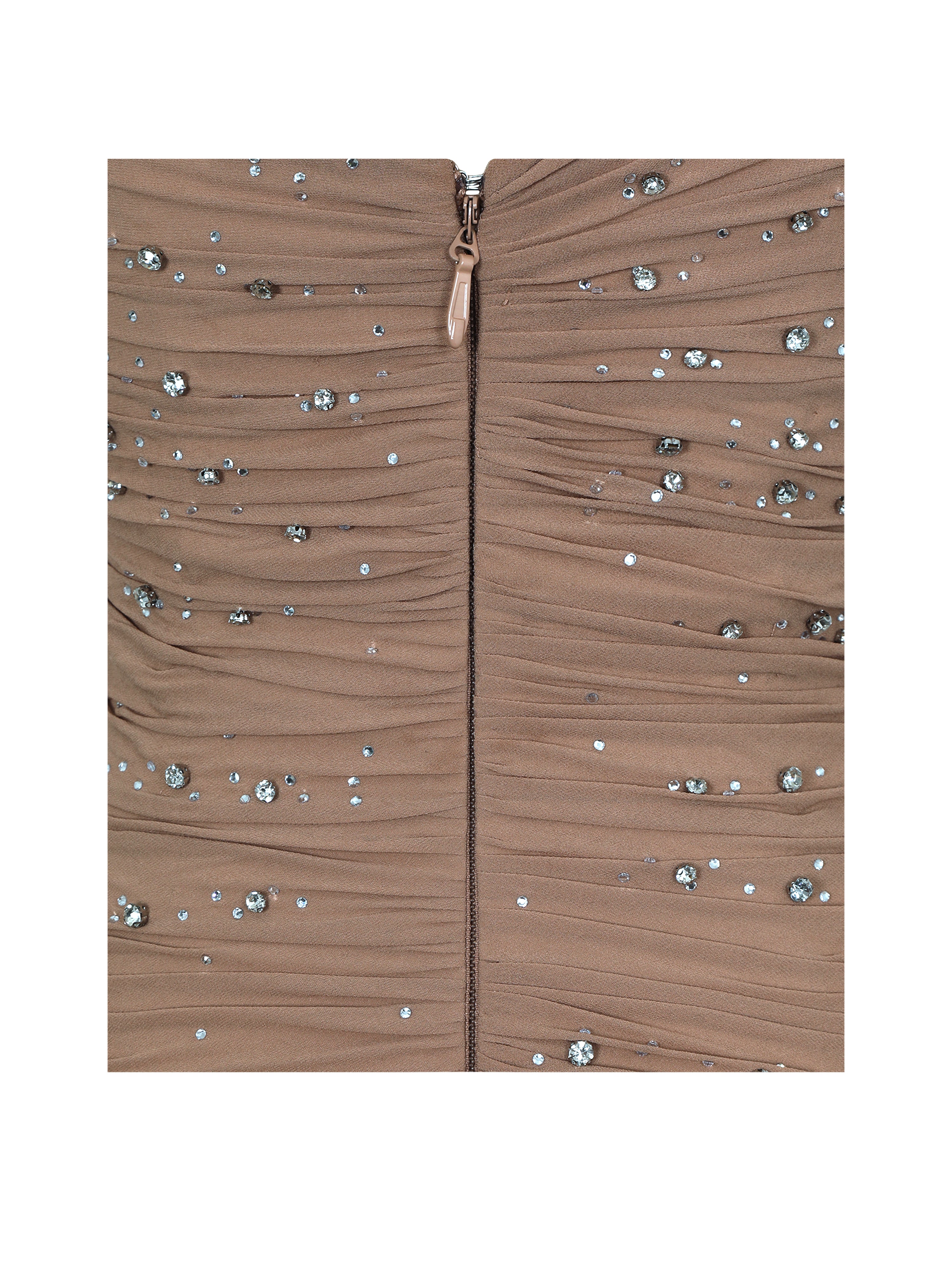 Viveca Apricot Crystal-Embellished Asymmetrical Ruched Maxi Dress