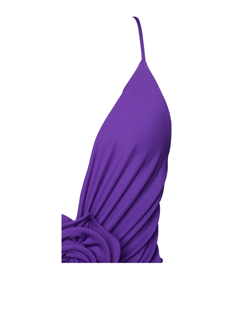 Glen Purple Strappy Deep V Backless Maxi Dress