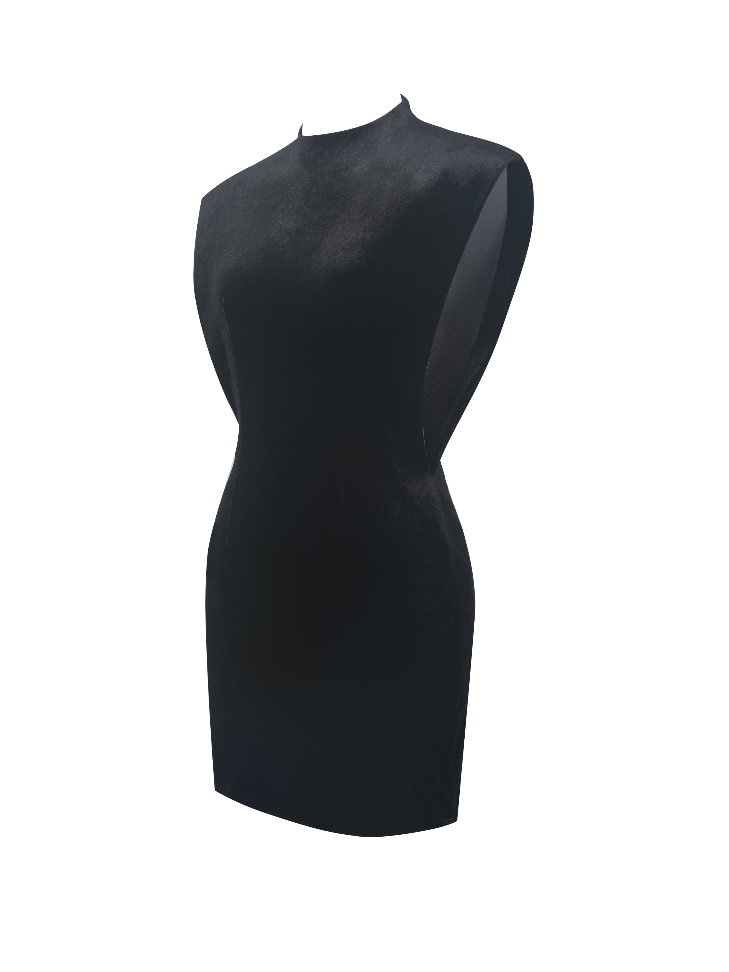 Vienna Black Velvet Mock Neck Mini Dress