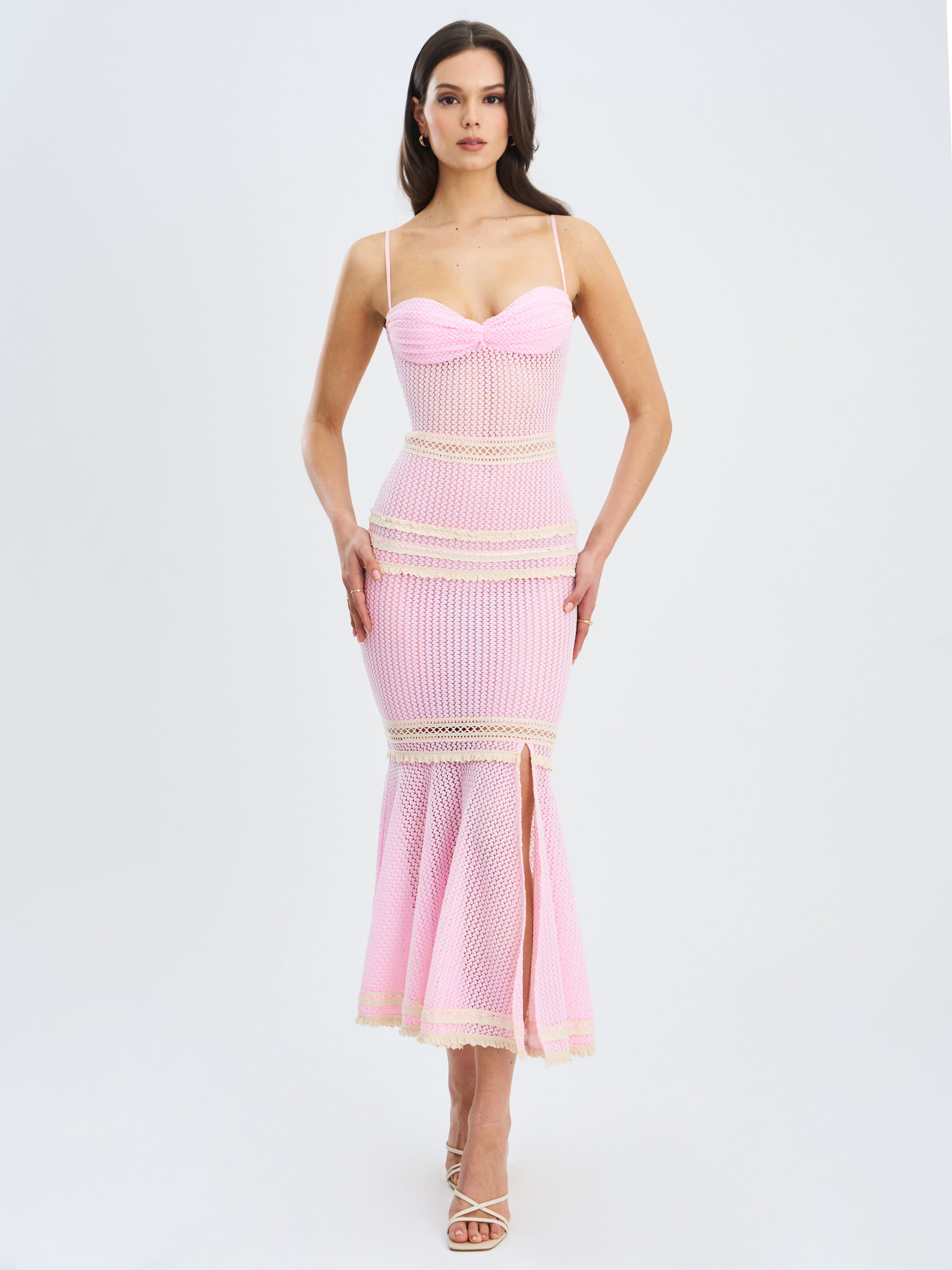 Lace Polka Dot Cami Mermaid Maxi Dress