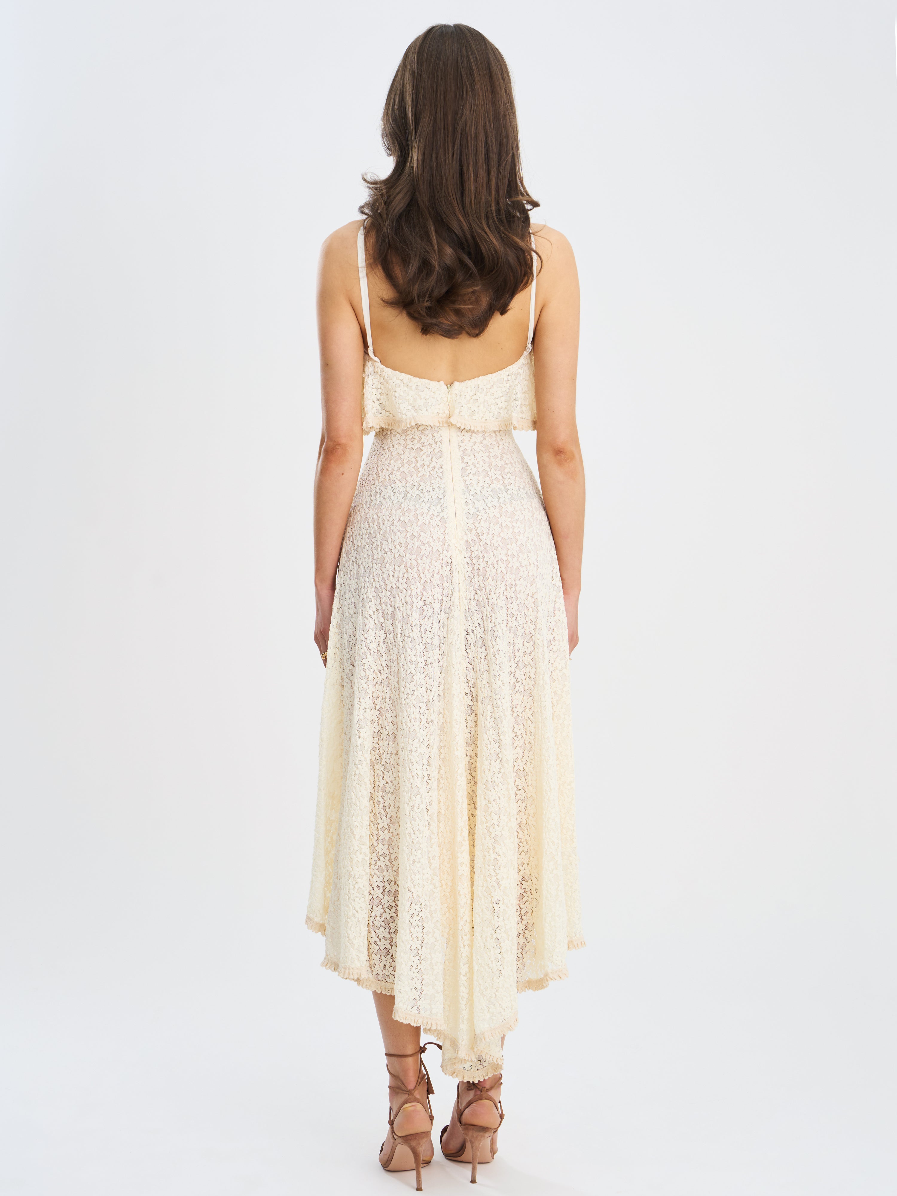 Idra Lace Trim Sleeveless Crochet Midi Trailing Dress