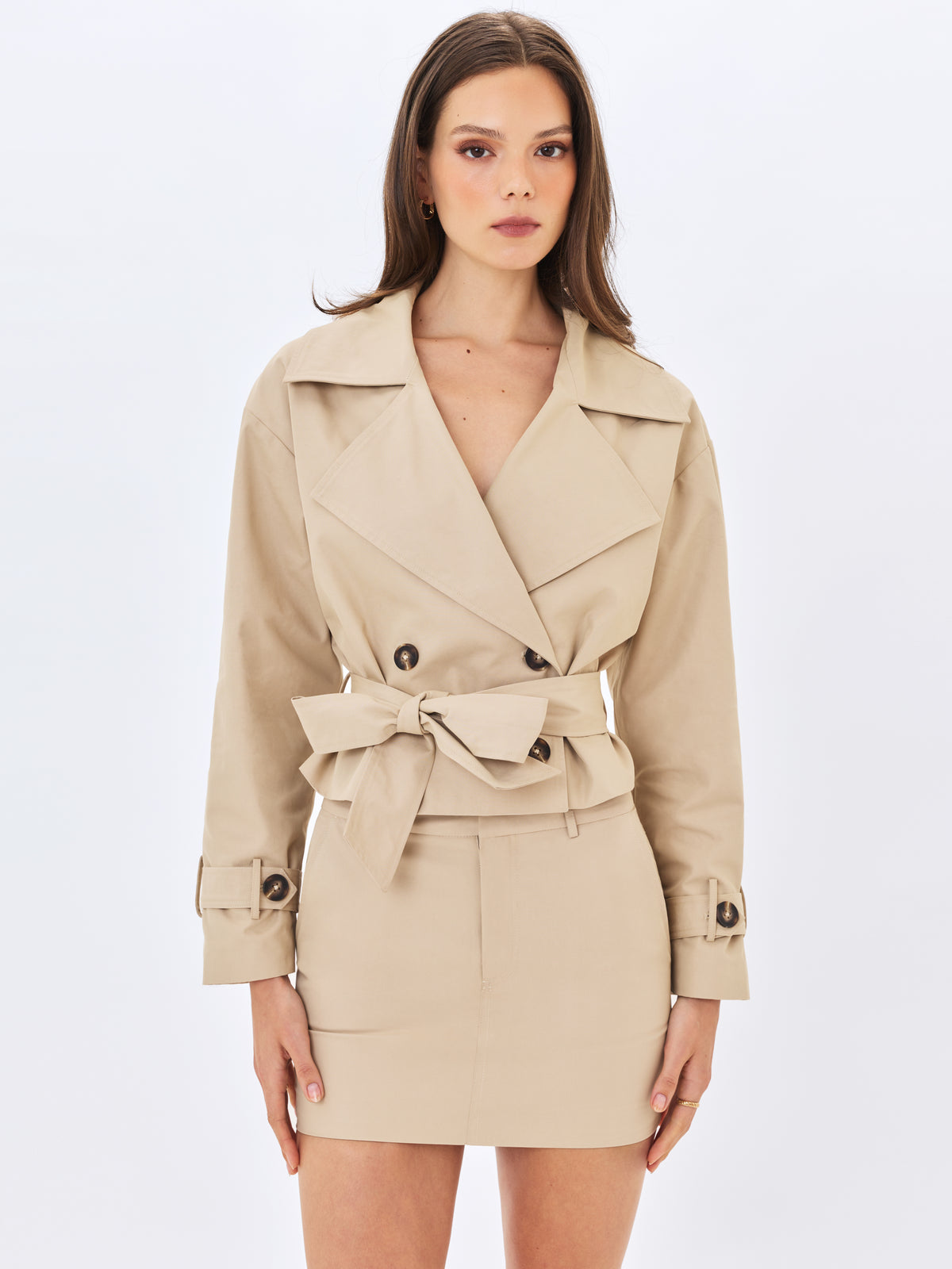 Zuli Tan Cotton Gabardine Mini Skirt