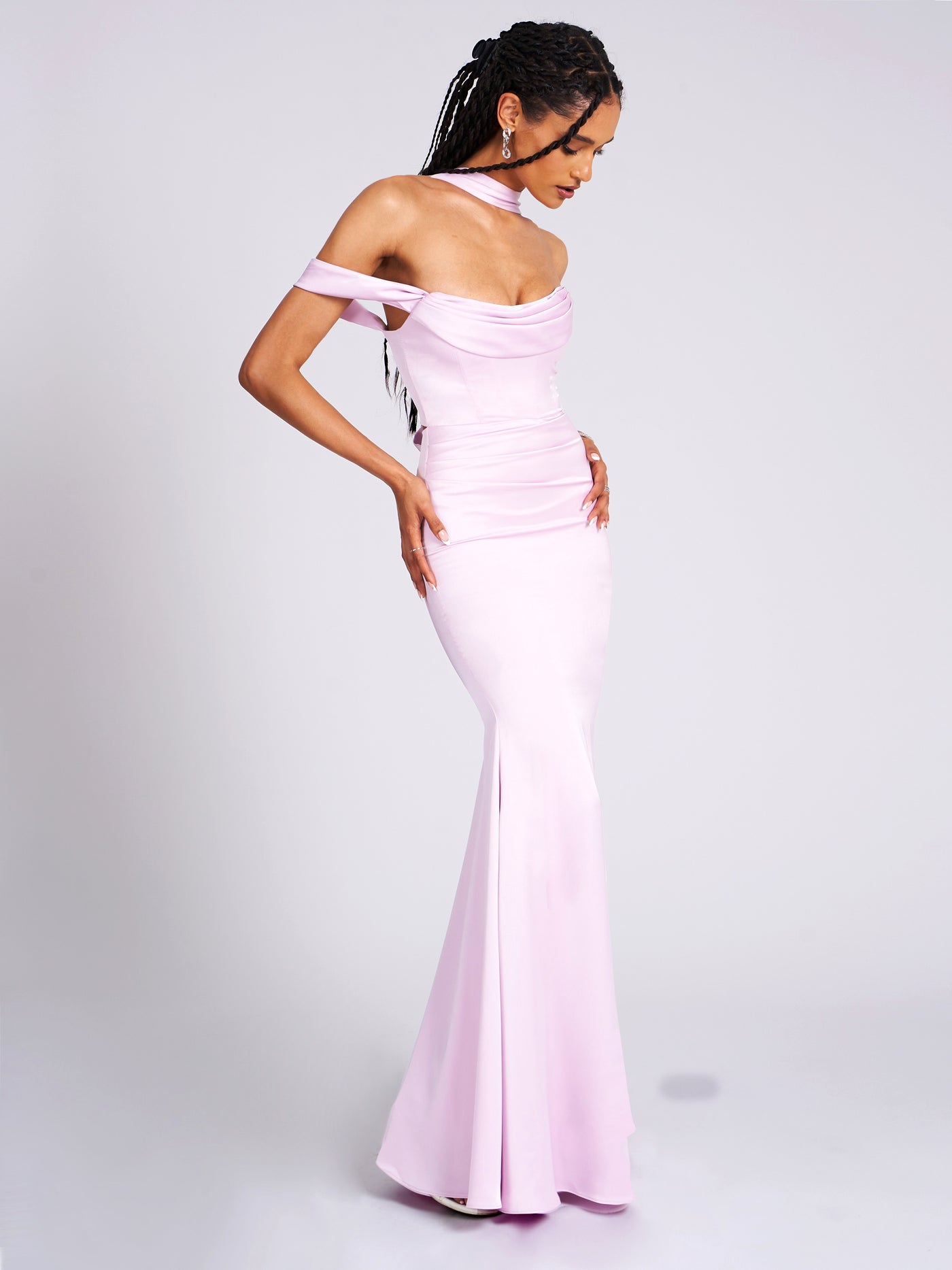 Mauve Halter neck corset and draped skirt main image 0
