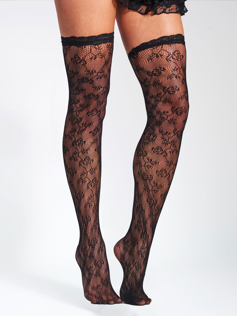 Floral lace sale thigh high stockings