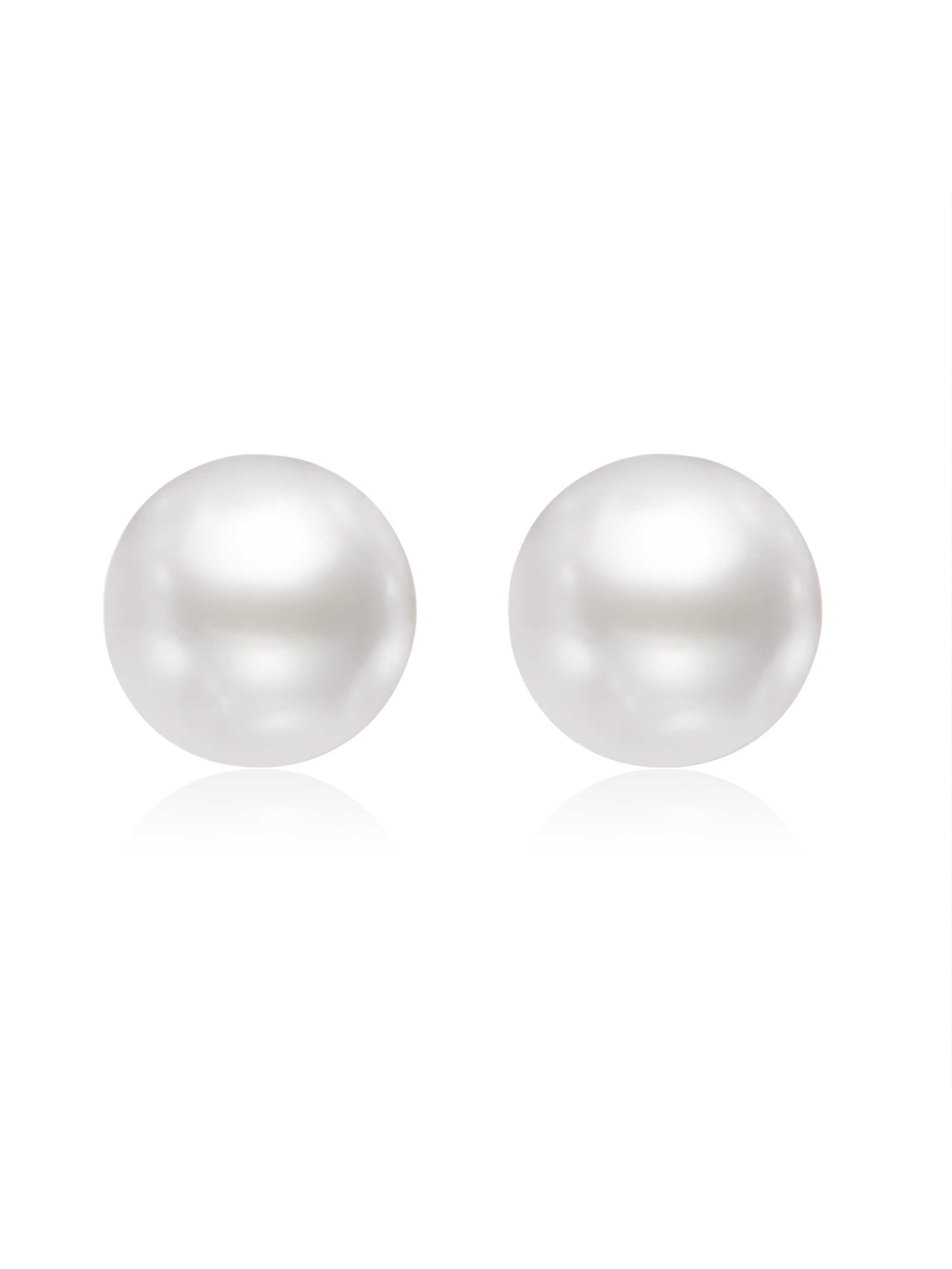 Miss Circle Freshwater Pearl White Gold Vermeil Studs