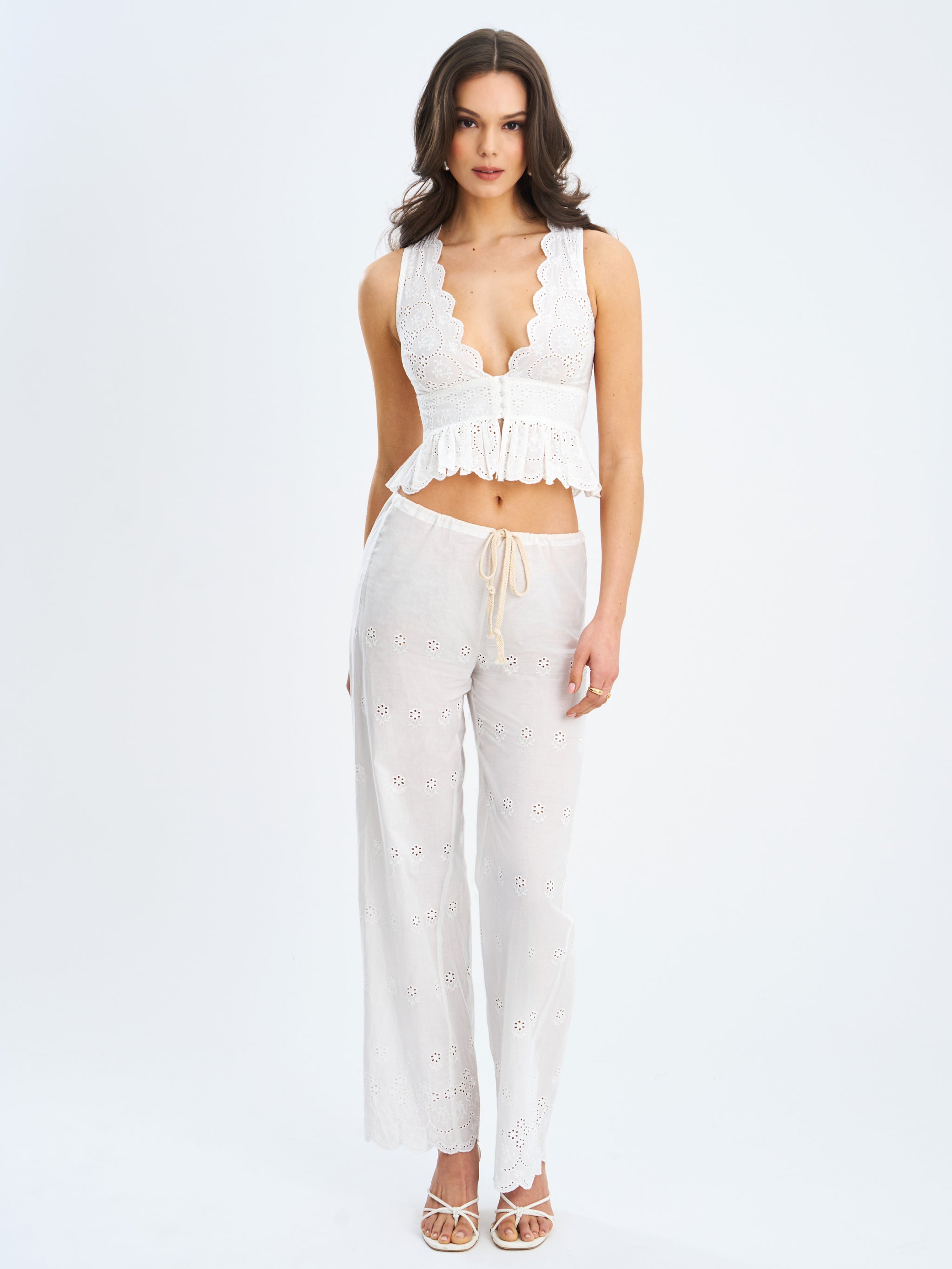 Romi Knit Eyelet Pant - White *FINAL SALE*