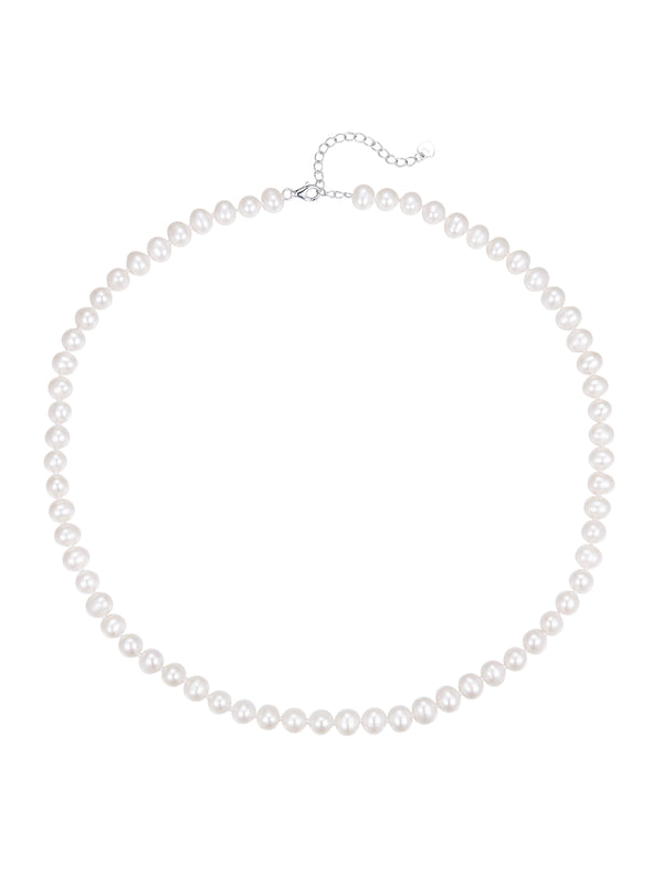 Freshwater Pearls Necklace with White Gold Vermeil