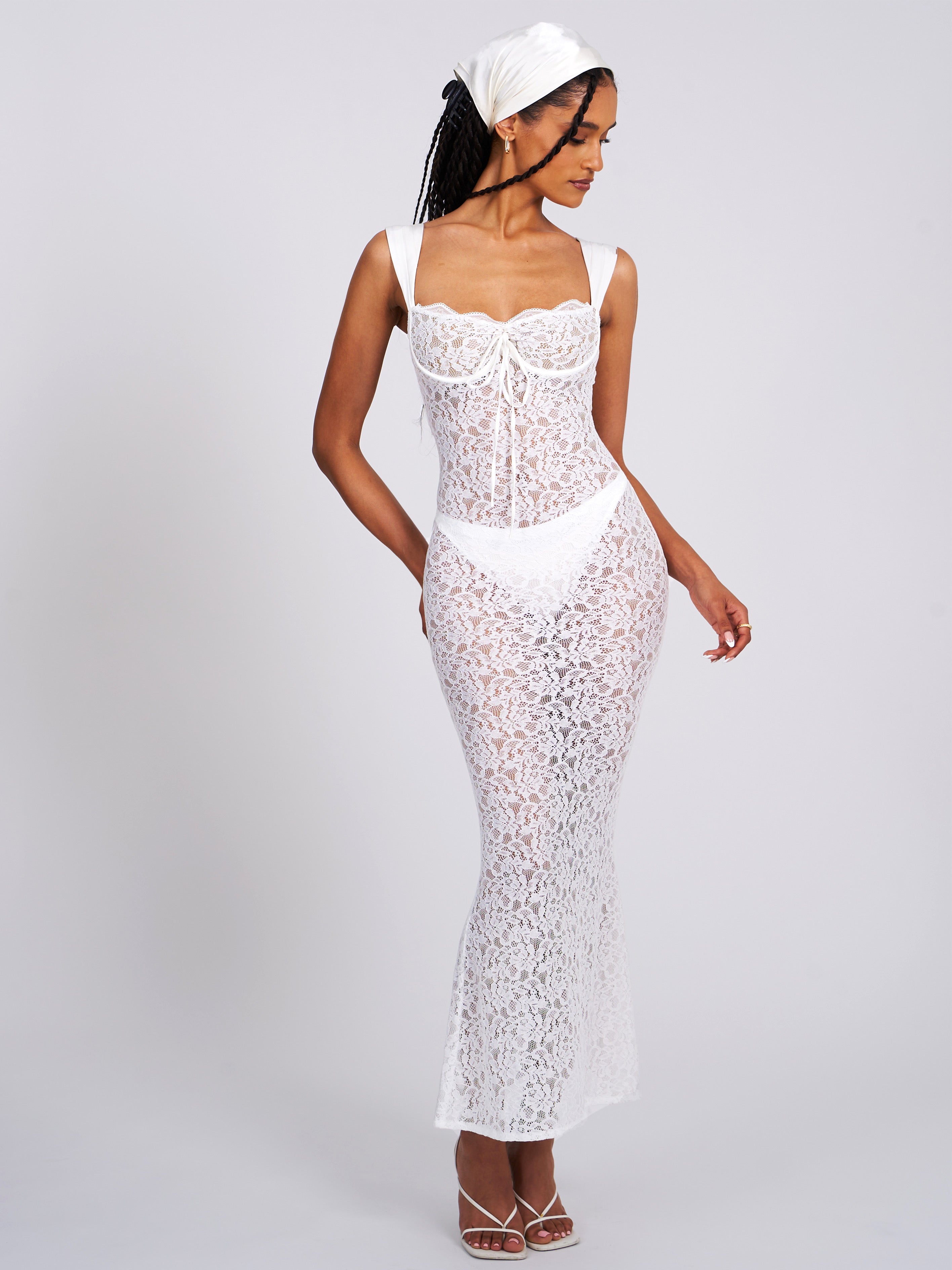 Miss Circle Women Veronica White Lace Maxi Dress Miss Circle Women Veronica White Lace Maxi Dress
