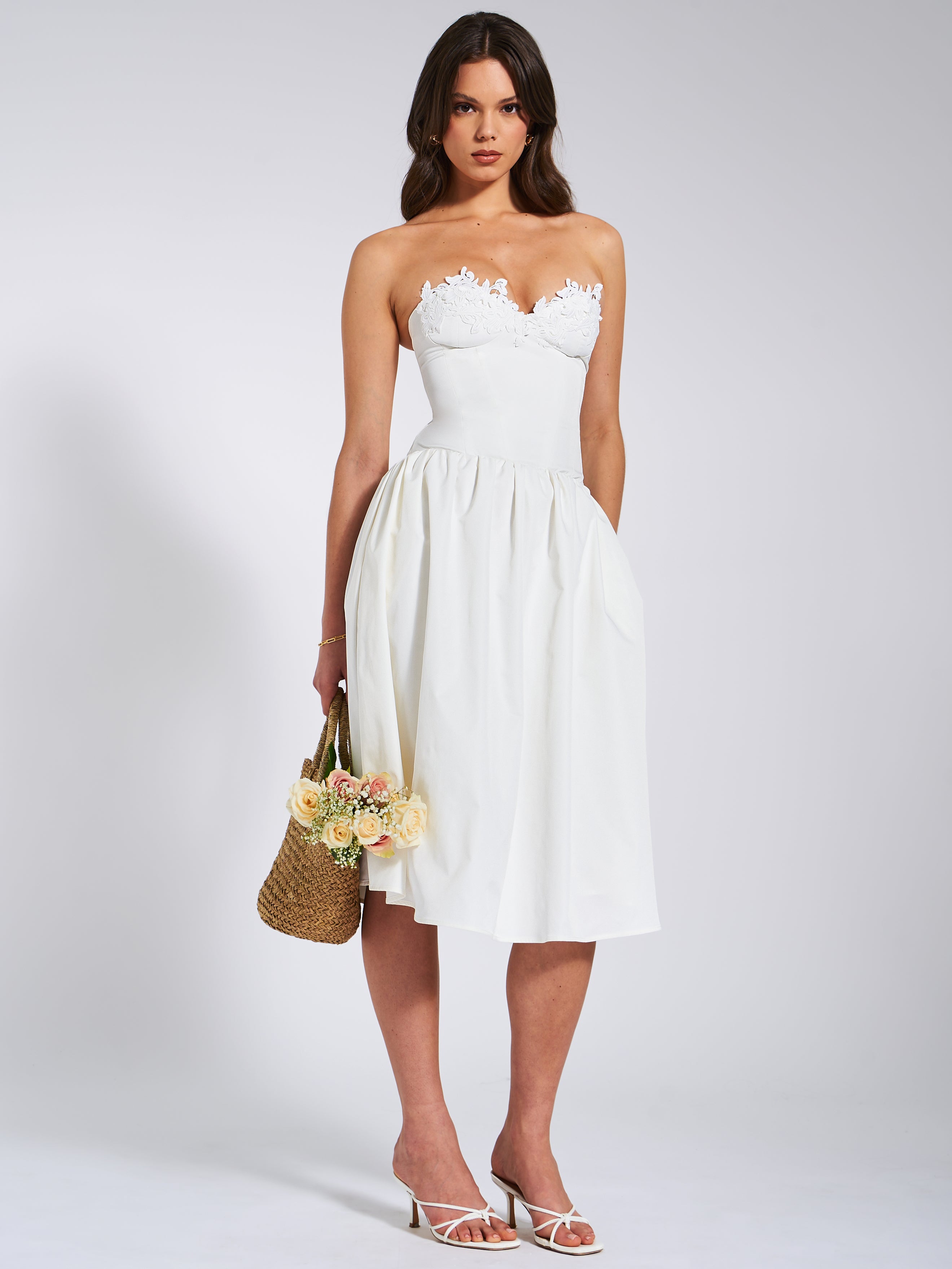 Rowan White Lace Drop Waist Corset Sundress