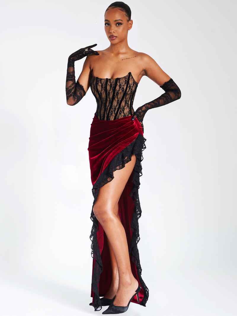 Irisa Burgundy Draping Off Shoulder Corset Dress – Miss Circle