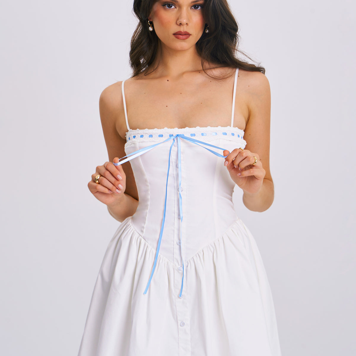 Miss Circle Women Malia Drop Waist Corset Lace Up Back Mini Dress Miss Circle Women Malia Drop Waist Corset Lace Up Back Mini Dress