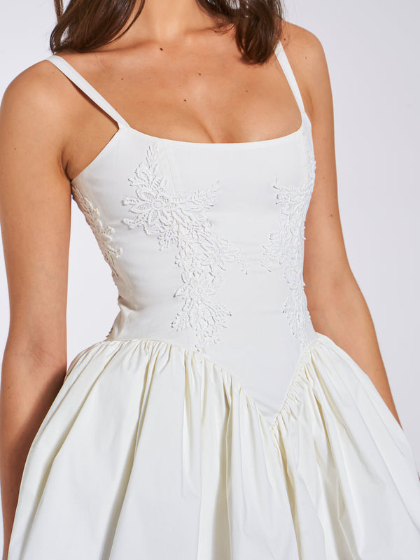 Kadi White Cotton Corset Mini Dress