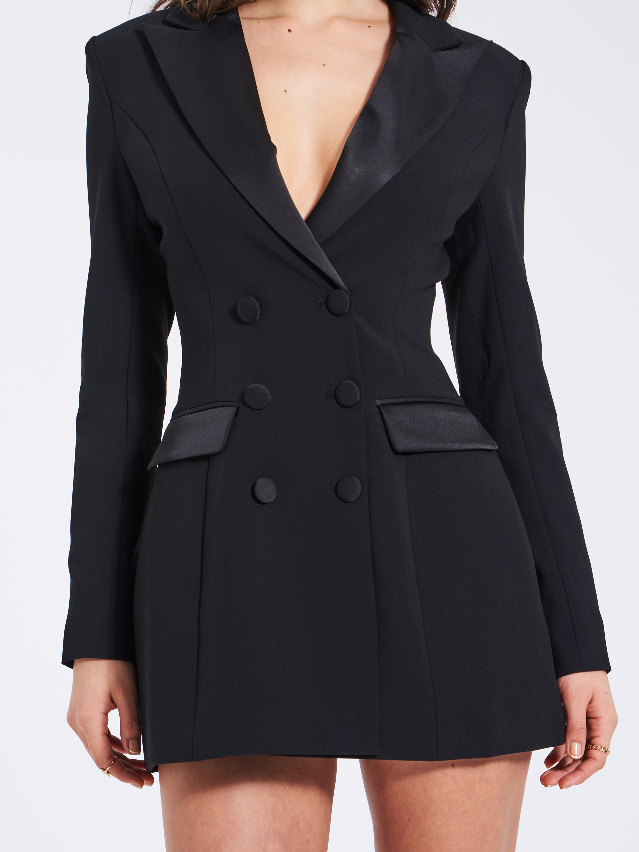 Calista Black Stretch Crepe Blazer Dress