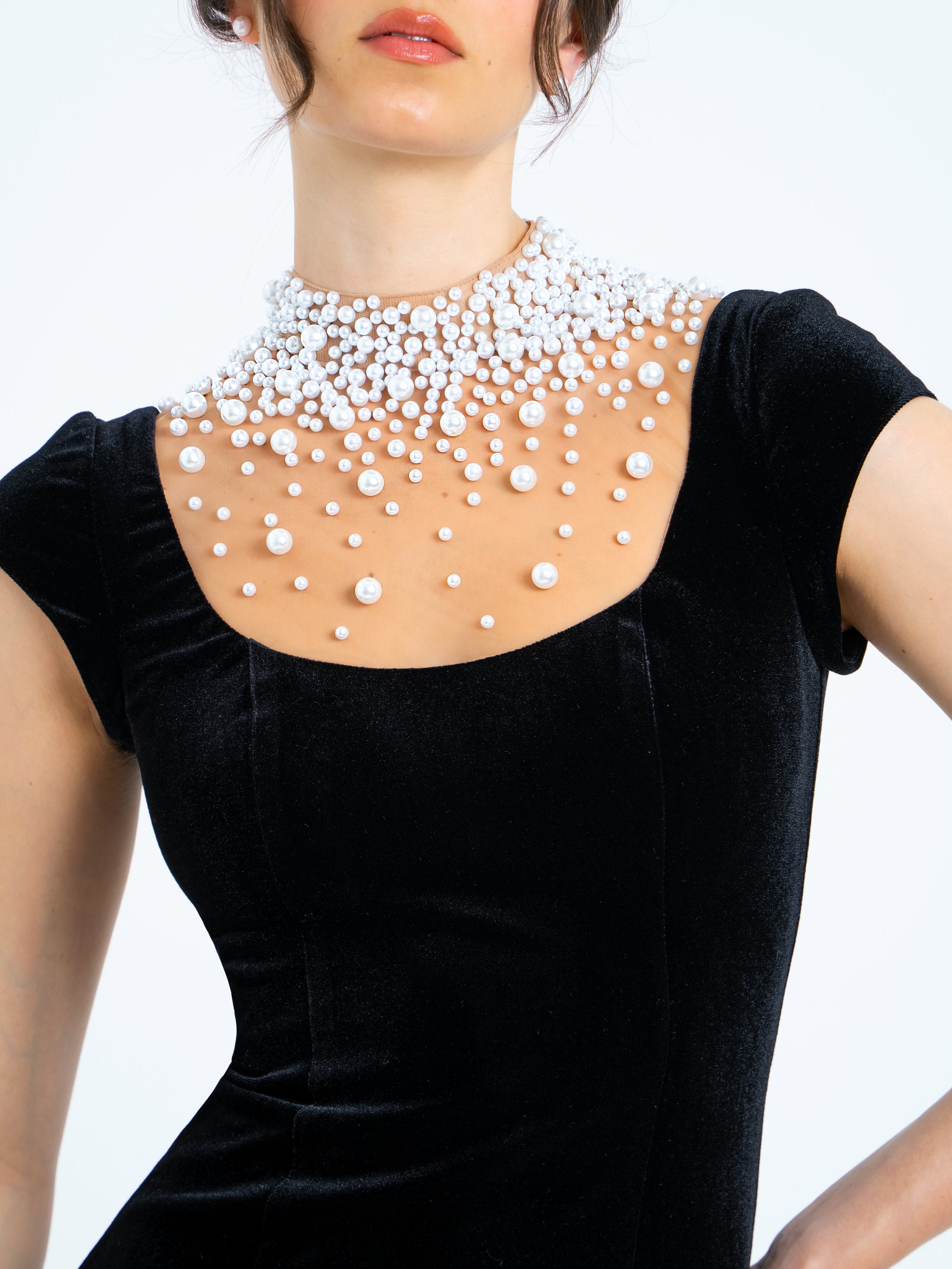 Women Republic Black Velvet Embellished Gown main image 0