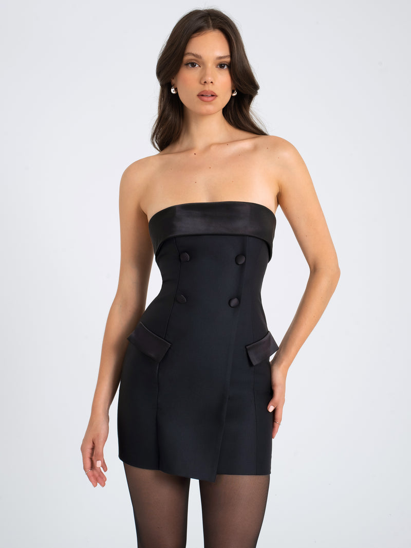 Dalilah Black Double Breast Mini Pencil Dress – Miss Circle